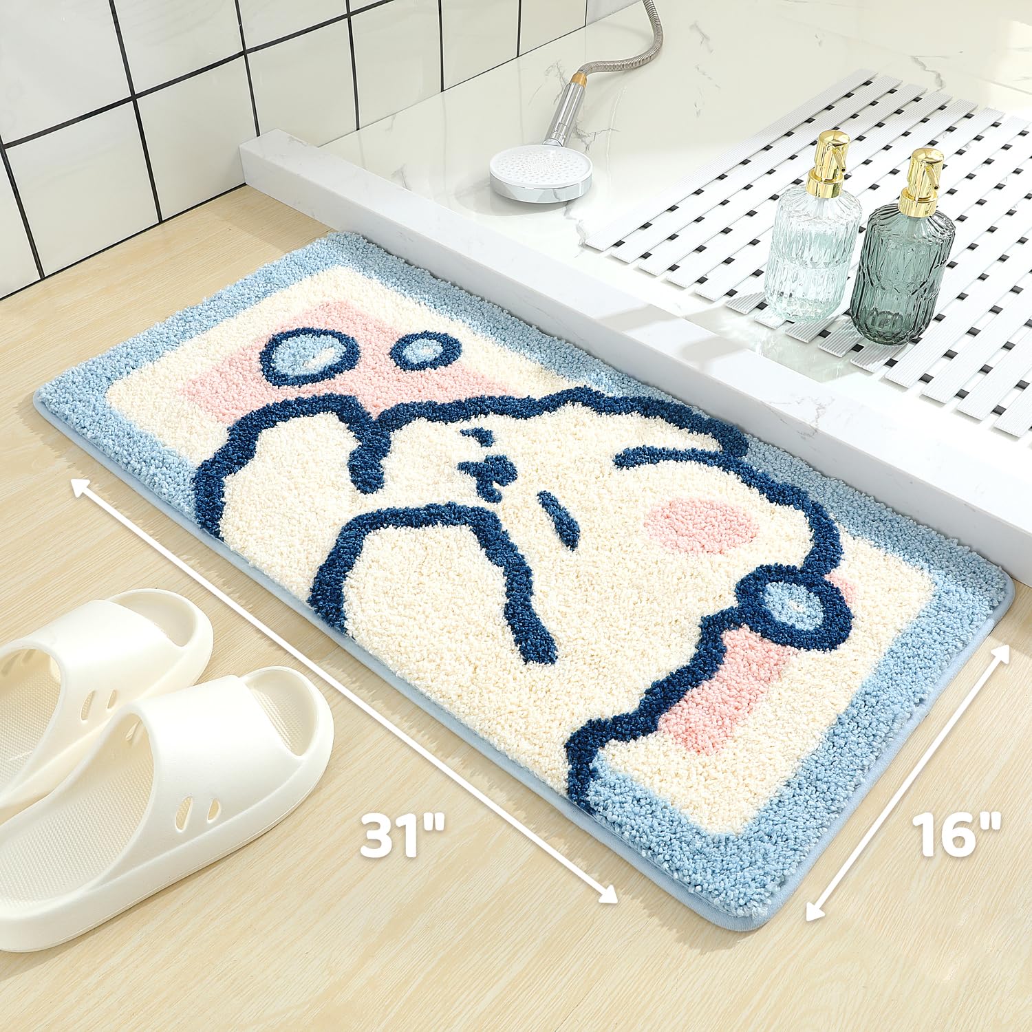 Molesun Simpatico tappetino da bagno, tappetini da bagno extra morbidi e assorbenti, lavabili in lavatrice a secco, tappetino antiscivolo per vasca, doccia e bagno, 40x80cm
