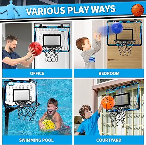 Miniatura 3 de Doloowee Aro de baloncesto para interiores para niños, mini aro de baloncesto con 4 bolas, juguetes de baloncesto para niños de 3, 4, 5, 6, 7, 8, 9,