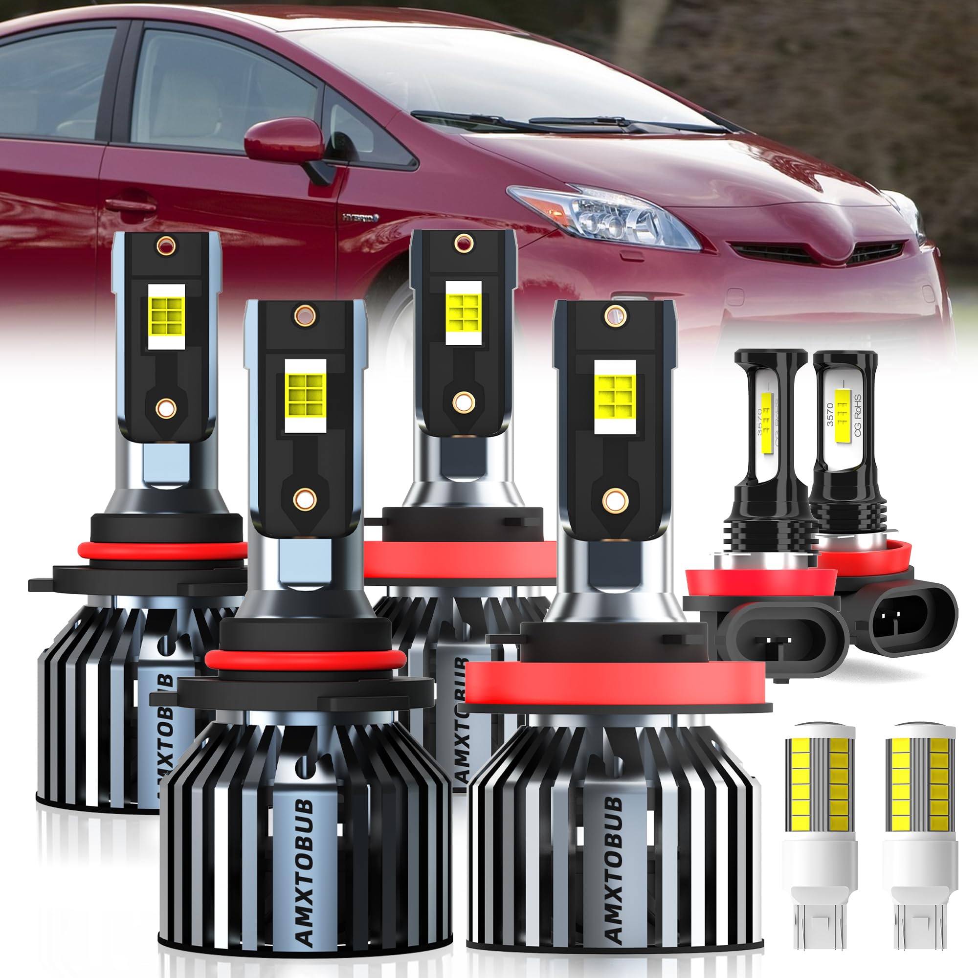 Photo 1 of AMXTOBUB For 2010-2015 Toyota Prius light Bulbs, 9005 High Beam H11 Low Beam H11 Fog Light Turn signal Lights Combo, 8PCS