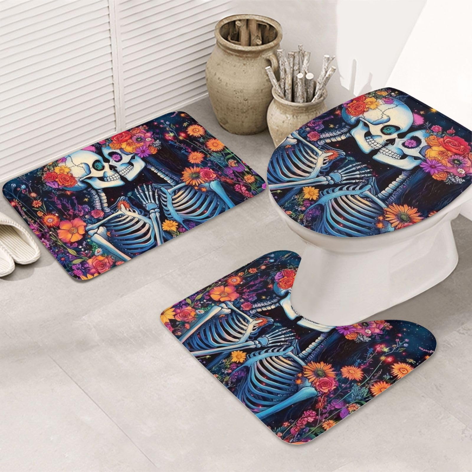 Alfombras de baño góticas antideslizantes para evitar resbalones con diseño textil