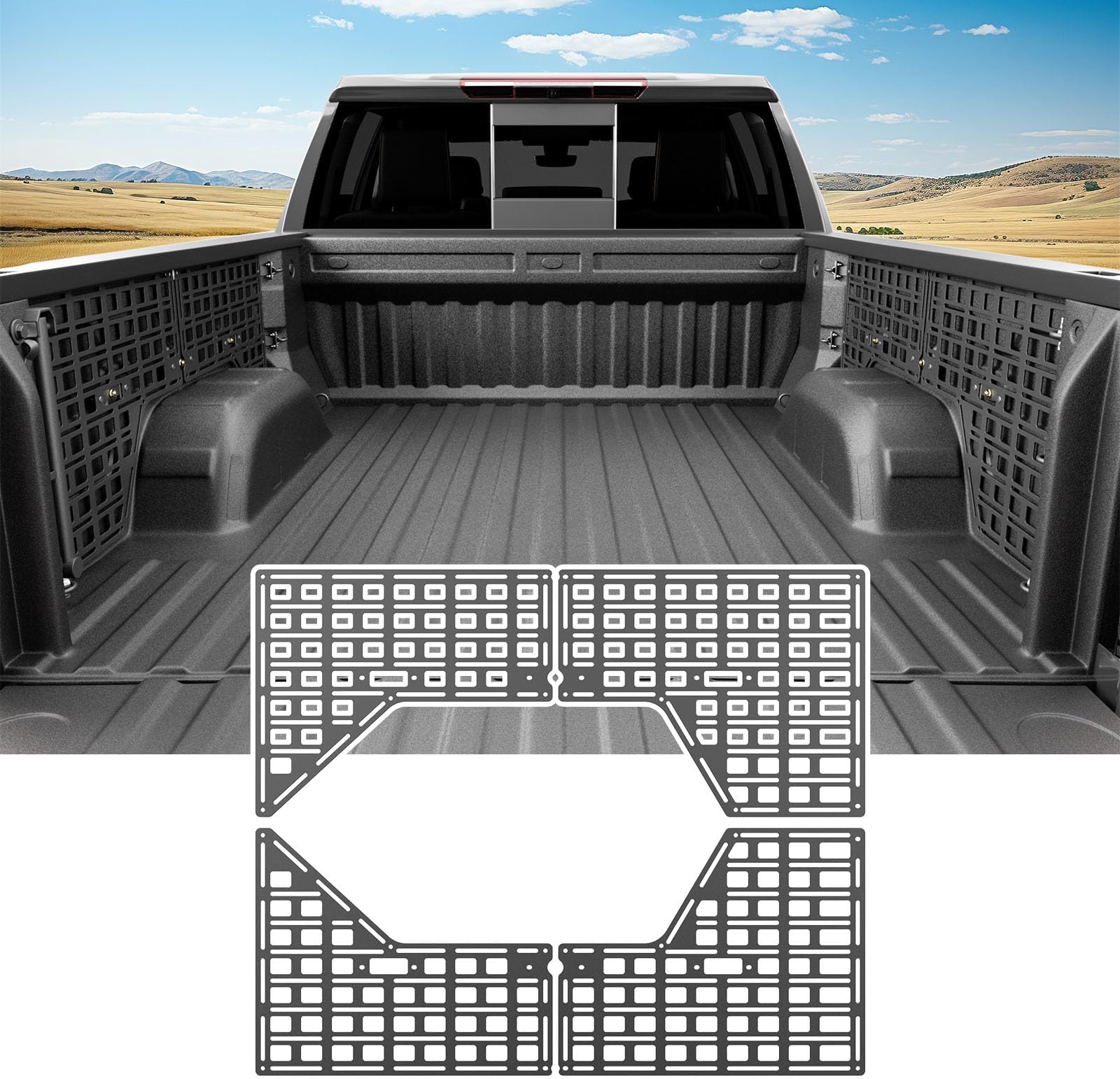 SZYANG 5.8FT Side Bed Molle Panel Compatible with 19-25 Silverado GMC Sierra Truck Panel System Replacement for 2019-2025 Chevy Silverado Accessories