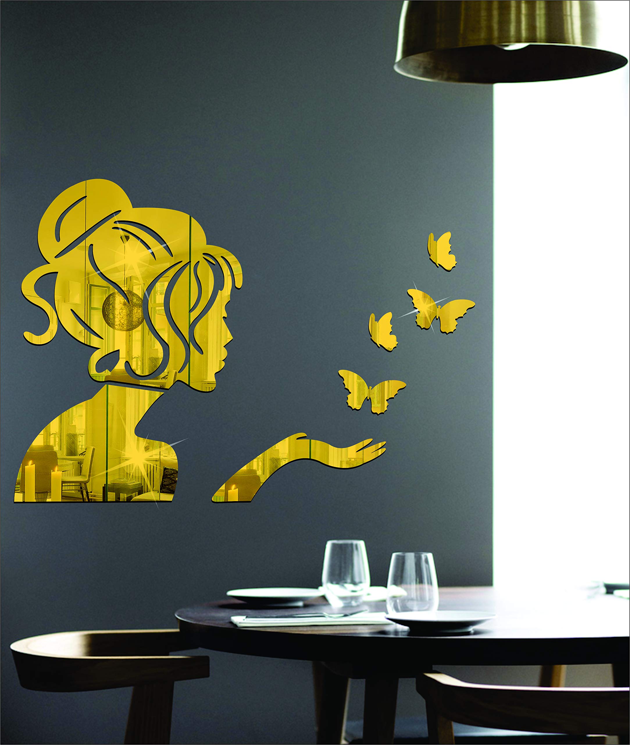 Wall1ders Angel & 4 Butterflies Golden, Mirror Stickers for Wall, Acrylic Stickers, Wall Mirror Stickers, Wall Stickers for Bedroom, (B07TYYBHJ4) Amazon Price History, Amazon Price Tracker