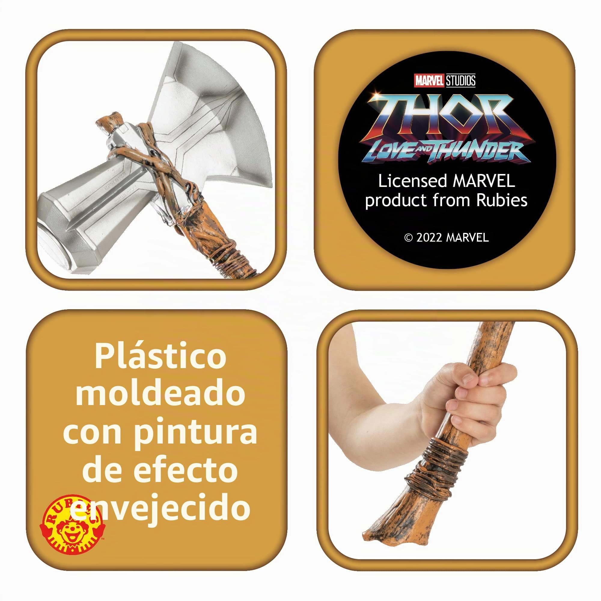 Rubies Hacha Thor Stormbreaker para niños y niñas, Oficial Marvel Thor Love & Thunder, para completar tu disfraz, cumpleaños y carnaval (301249NS)