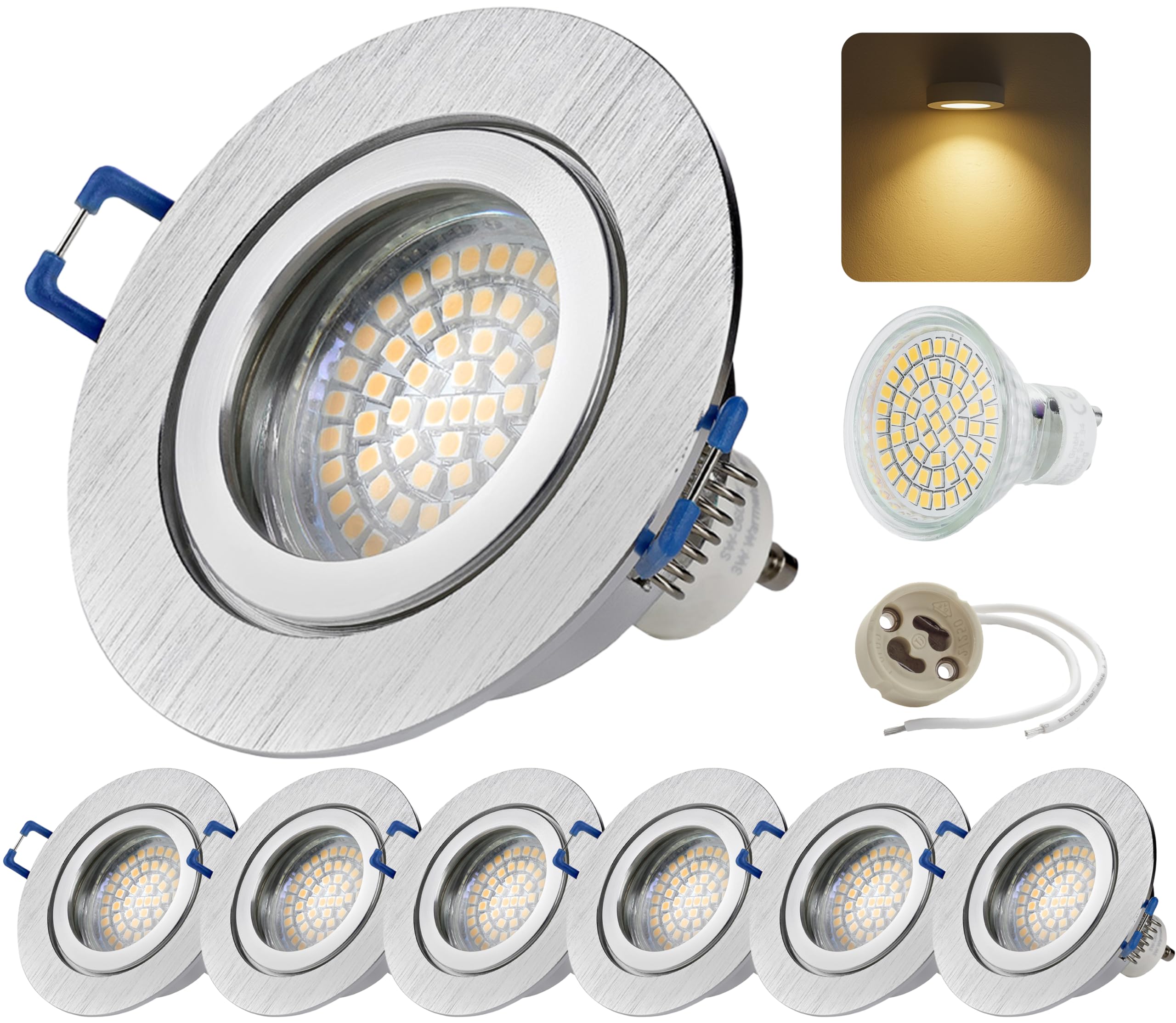 Set Of 6 Recessed Spotlights White 6.8cm Incl. LED 750 Lm Dimmable IP65 - Gaius - View #4