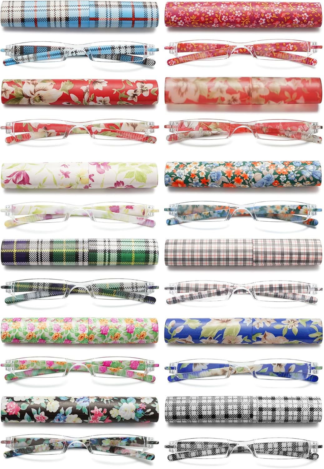 VEVESMUNDO Rimless Reading Glasses Women Retro Designer Readers with Floral Case