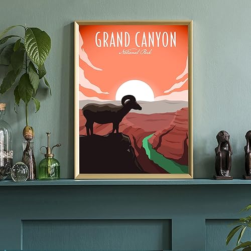 Miniatura 14 de Póster del Parque Nacional del Gran Cañón, impresiones artísticas de pared de los parques nacionales del Gran Cañón, póster de viaje retro de Gran