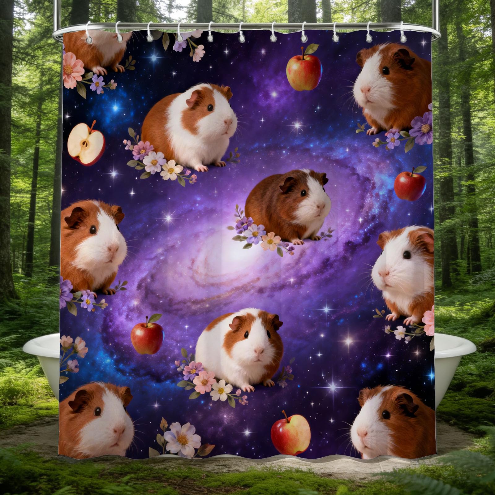 Hongduo 3D Guinea Pig Shower Curtain for Stalls Bathtubs Cute Animals Bathroom Decor Shower Curtain Set Polyester Fabric Waterproof 180x180cm/71X71 Inch with Hooks