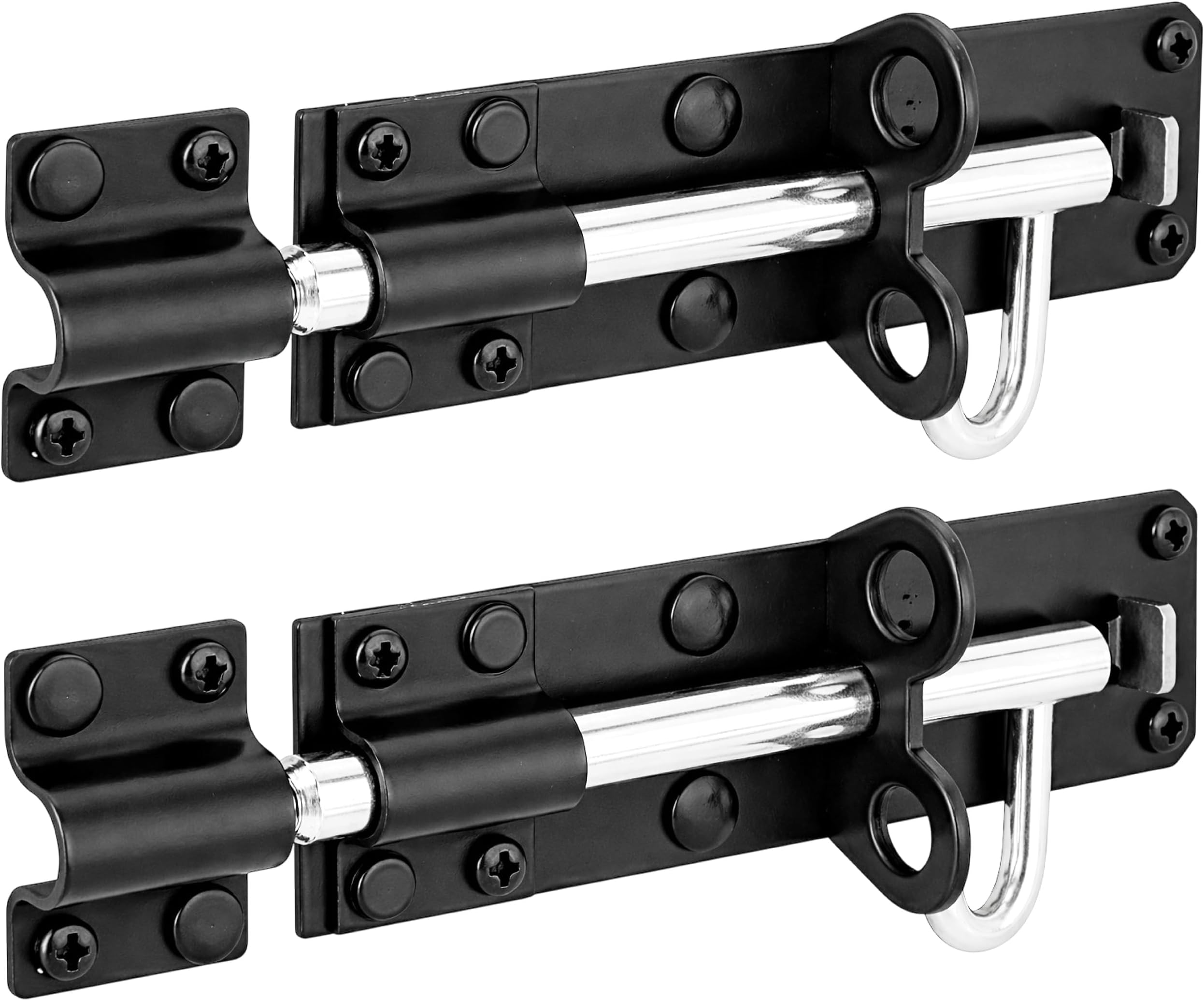 IRONTITE 2 Pack Black Brenton Bolt Gate Bolt 150mm (6"), Ideal Door Bolt Lock For Gates, Sheds, Barns etc. Heavy Duty Gate Lock Bolts. Garden Gate Bolts For Wooden Gates Including Fixings.
