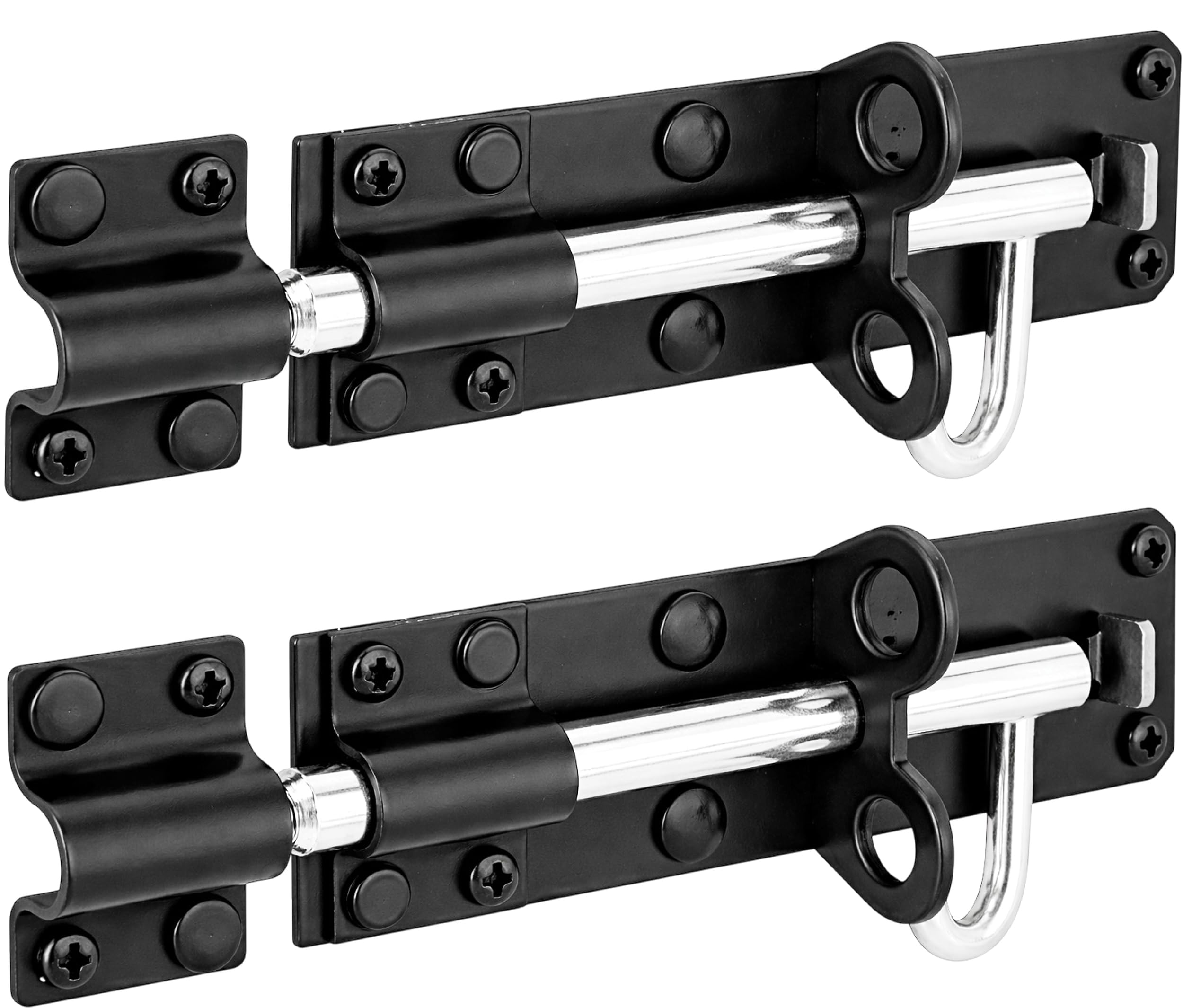 IRONTITE 2 Pack Black Brenton Bolt Gate Bolt 150mm (6"), Ideal Door Bolt Lock For Gates, Sheds, Barns etc. Heavy Duty Gate Lock Bolts. Garden Gate Bolts For Wooden Gates Including Fixings.