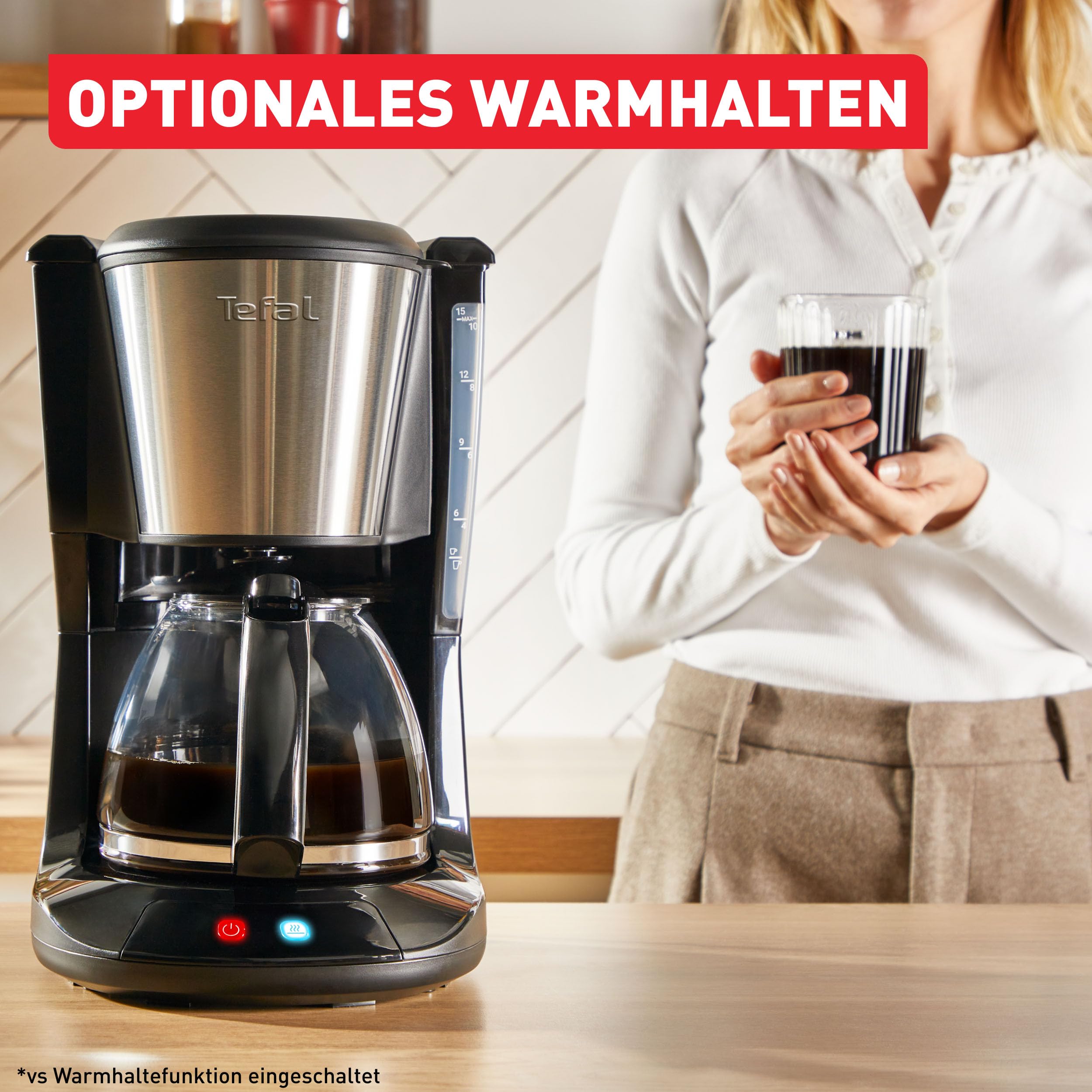 Tefal Subito Filterkaffeemaschine, optionale Warmhaltefunktion, 1,25 l