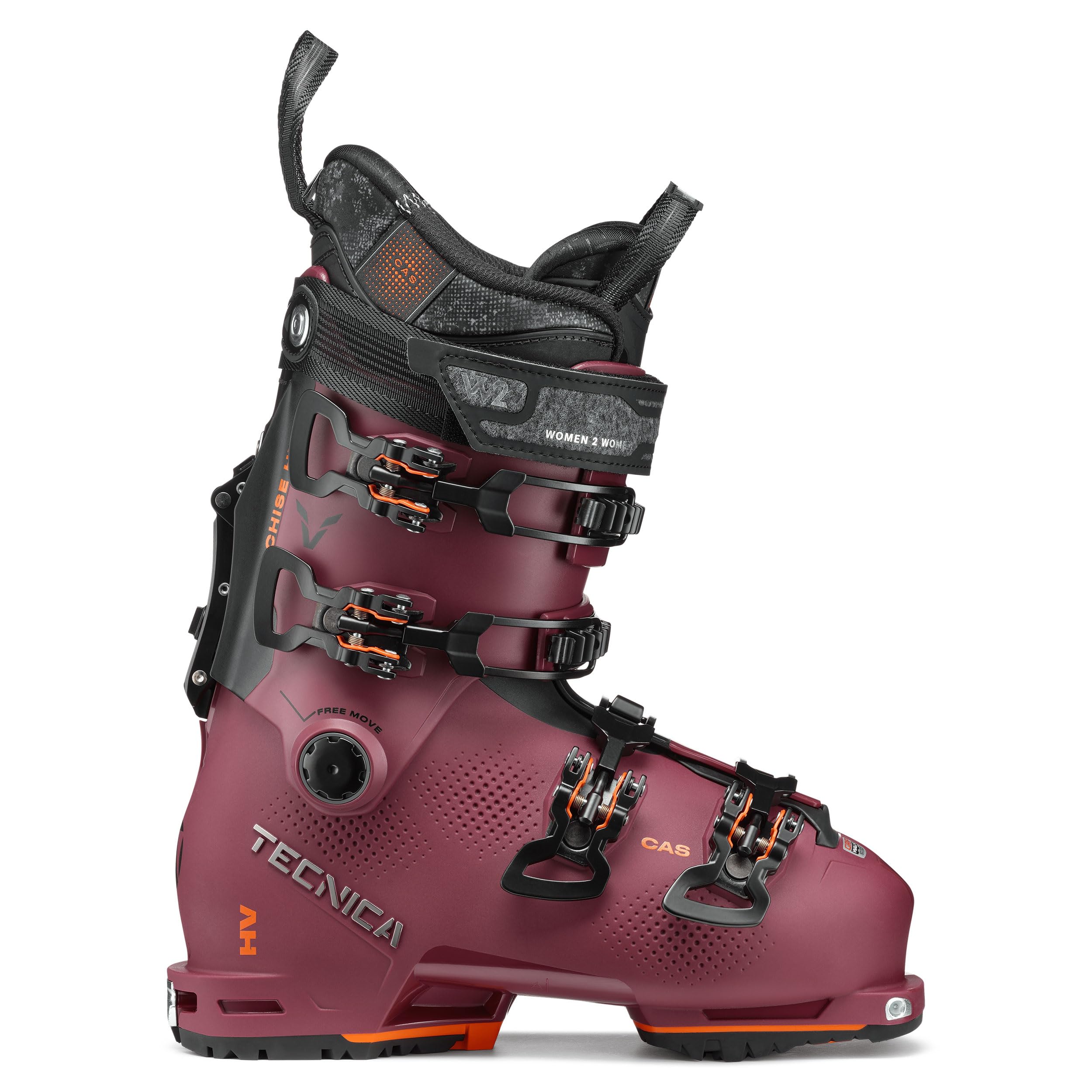 TECNICA Women's Quick Instep C.A.S. Shell Cochise Hv High Volume 105 W Ski Boots, Progressive Bordeaux, 25.5