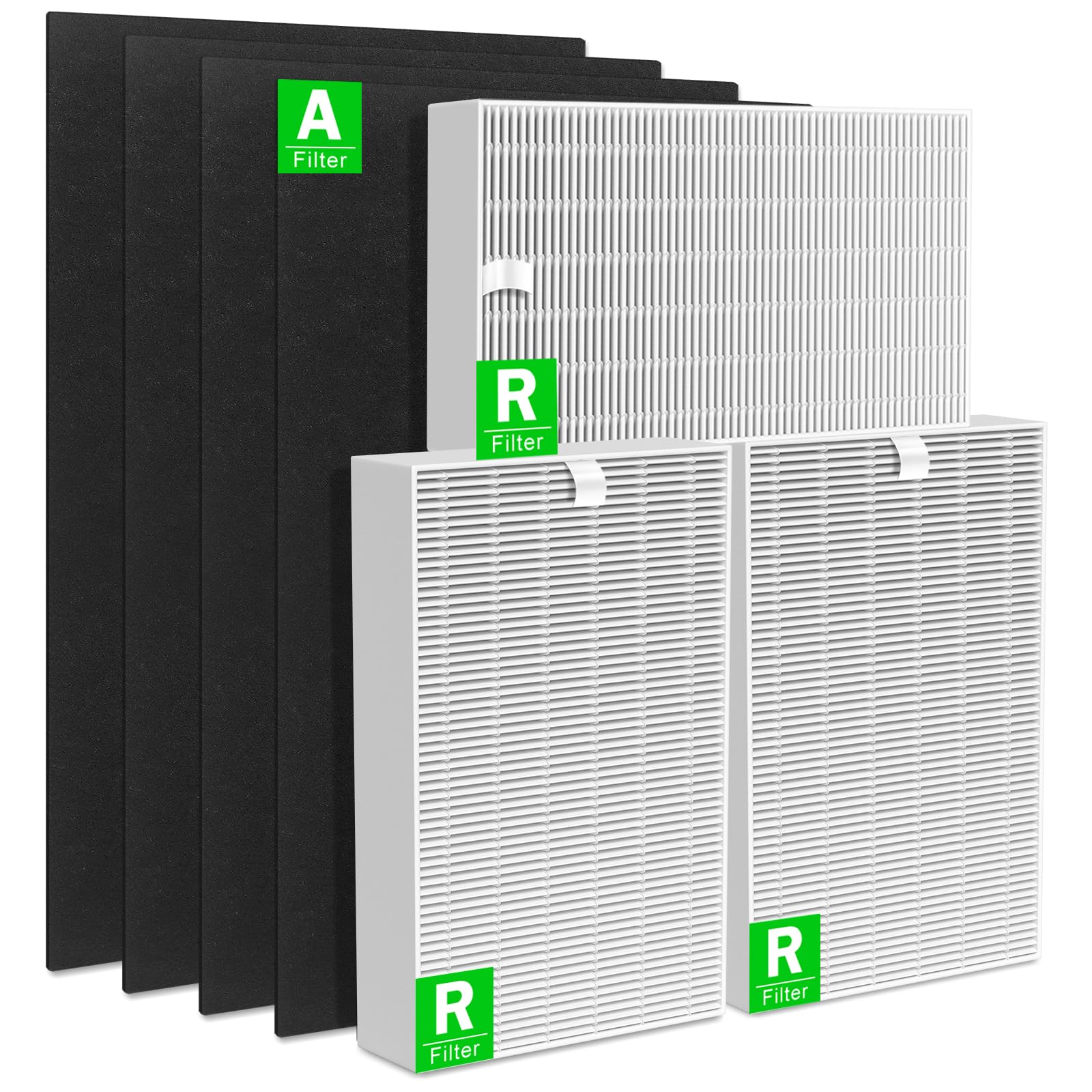 Filtro HEPA HPA300 R de repuesto para filtros purificadores de aire Honeywell HPA300 compatibles con HPA300, HRF-R3, HRF-R2, HRF-R1, 3 filtros HEPA R + 4 prefiltros de carbón activado A