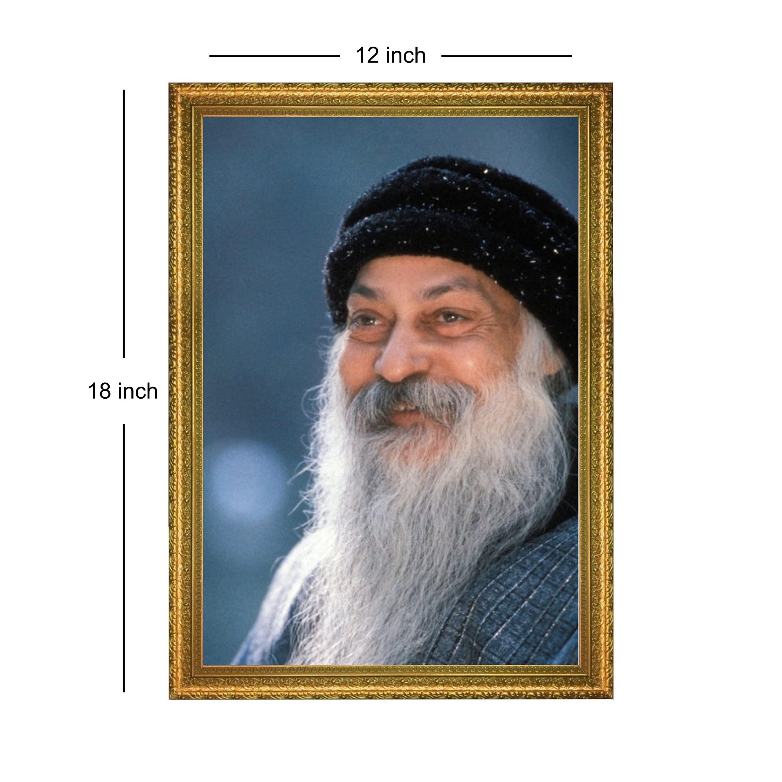 Auromeera Osho Rajneesh Wall Photo Frame - Premium (Golden Framed