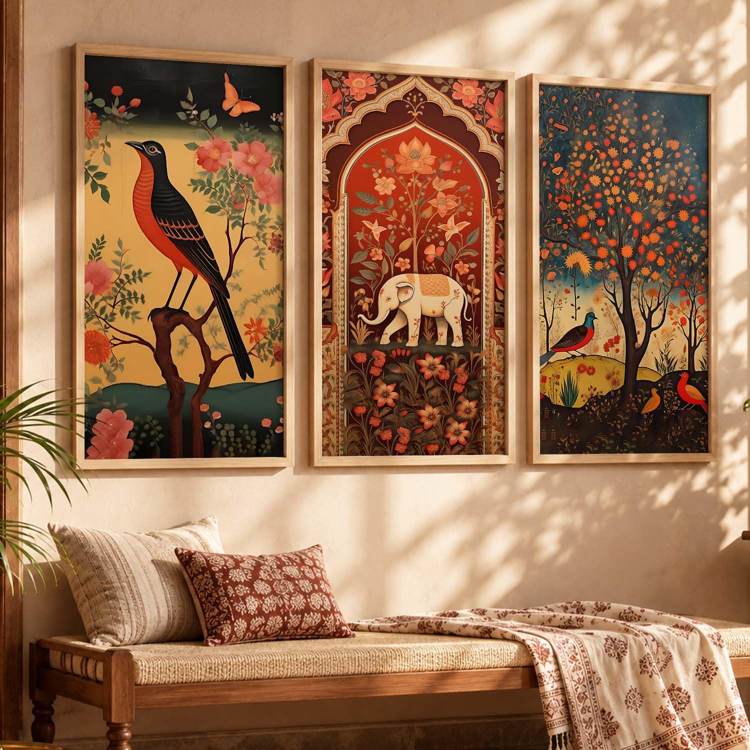 Madhubani Wall Art Set - Indian Home Decor -5 Madhubani Wall Art Set - Indian Home Decor -5