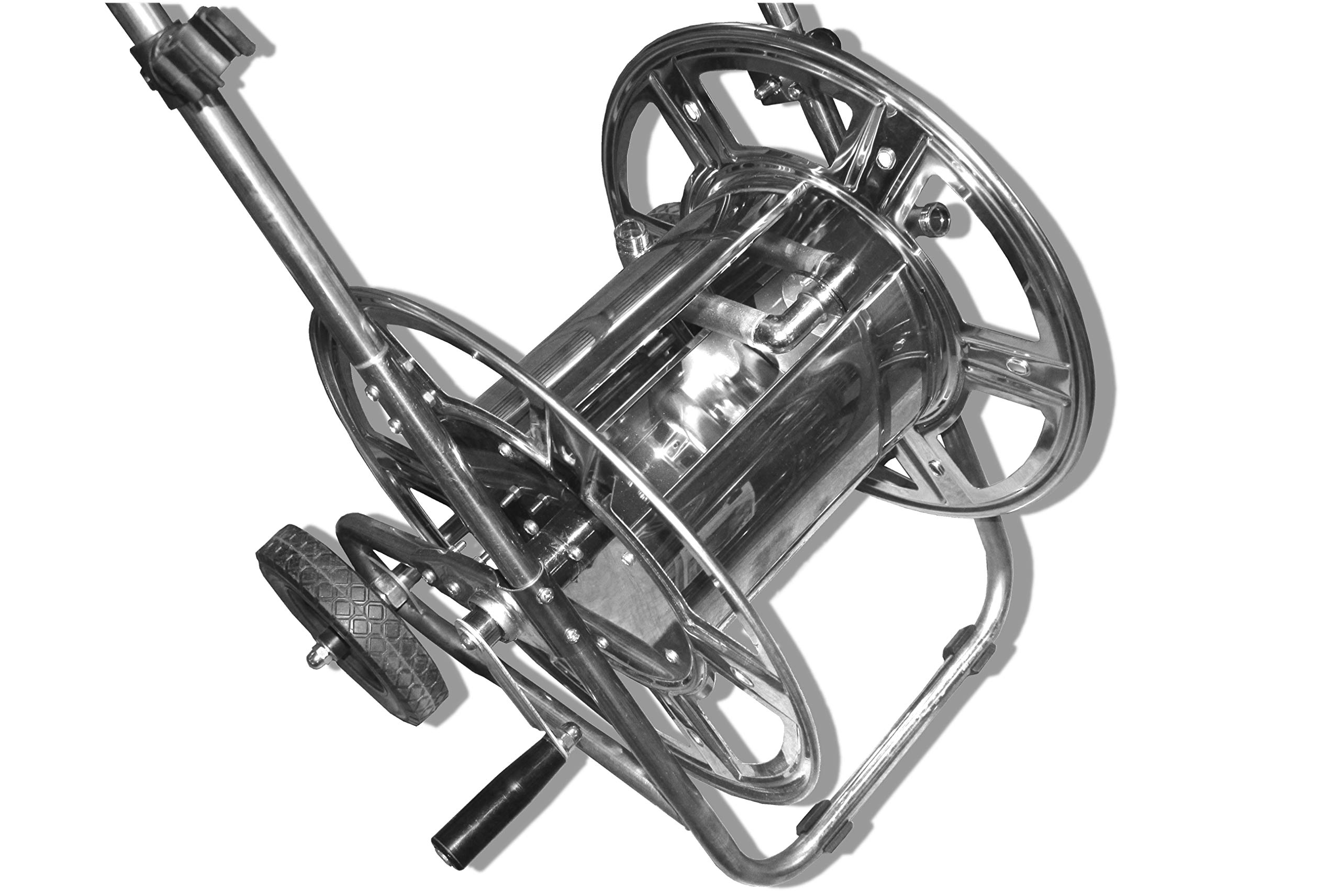 Caleido-Concept Wózek do węża węża ogrodowego GS 50 INOX stal szlachetna metal srebrny ½ do ¾, 80 do 50 metrów