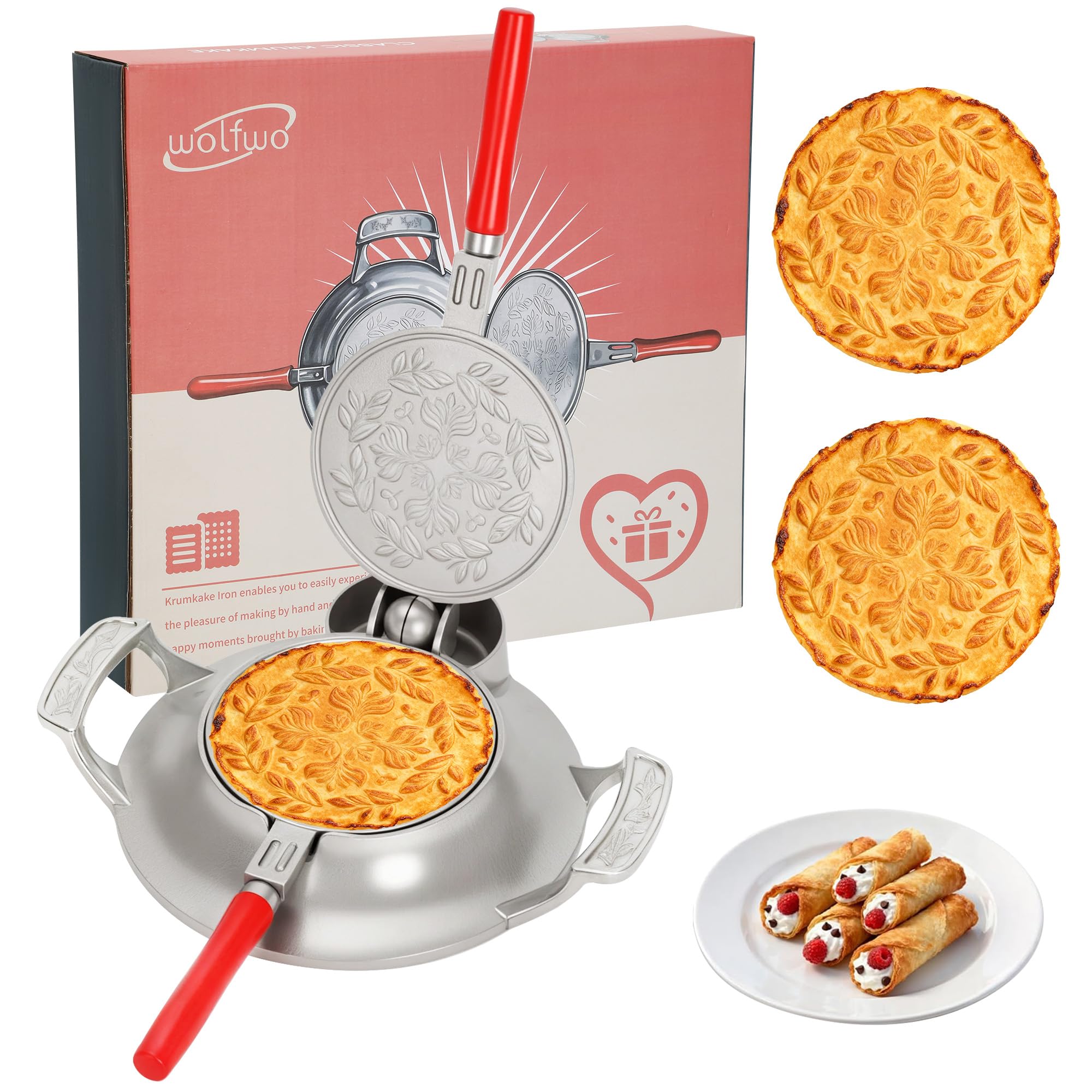 Amazon.com: Wolfwo Traditional Rotating krumkake Iron & Thin