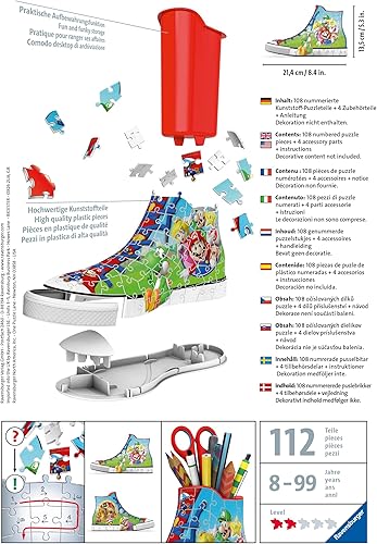 Miniatura 4 de Ravensburger Rompecabezas 3D de zapatos de Super Mario Brothers para niños y adultos a partir de 8 años, 108 piezas, no requiere pegamento