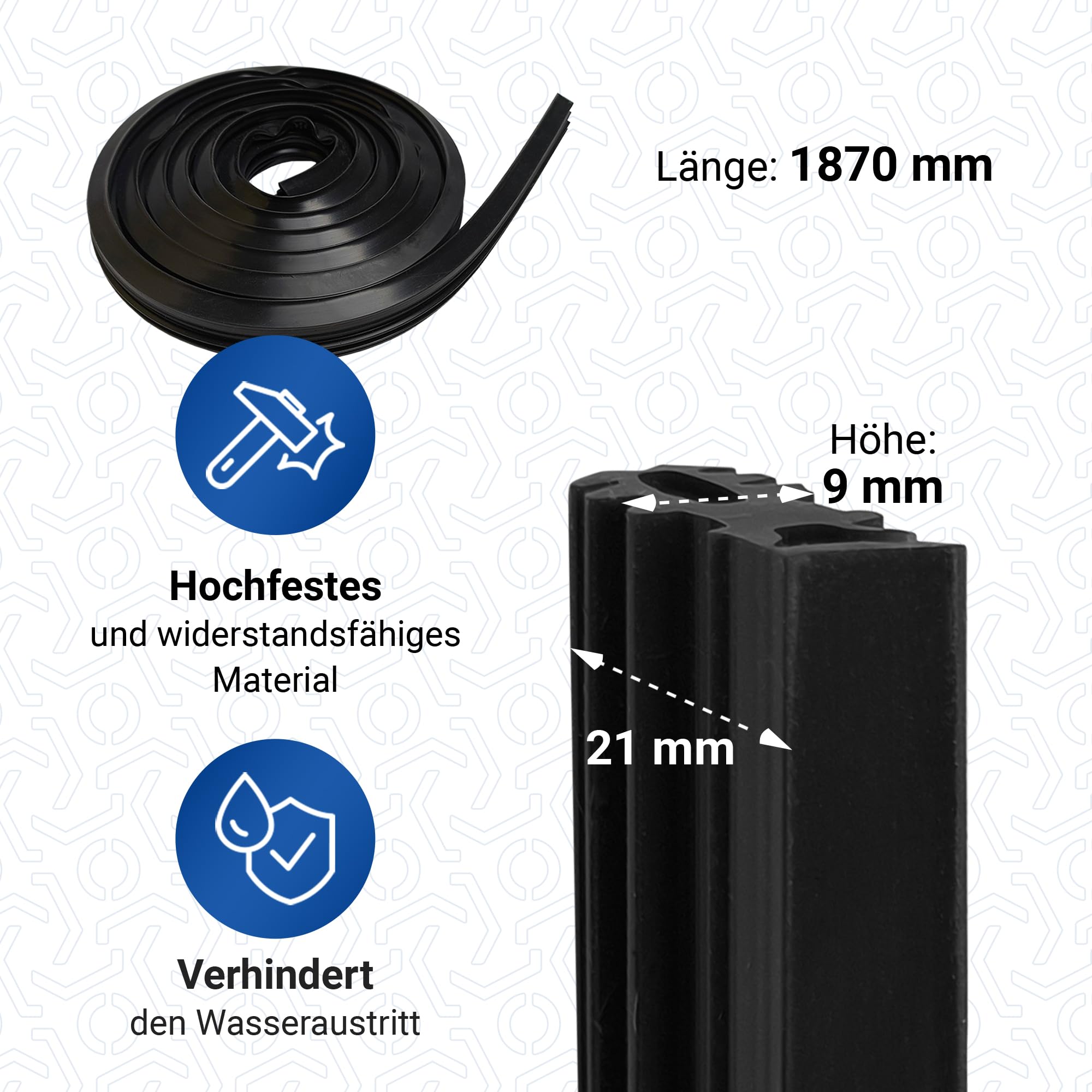 VIOKS Uszczelka drzwi zmywarki 1,87 m zamiennik dla Bosch Siemens 00263096 263096 - Uszczelka gumowa 3-stronna do zmywarki Avantixx Extraklasse Logixx Classixx Maxx Silence iQ100 iQ300