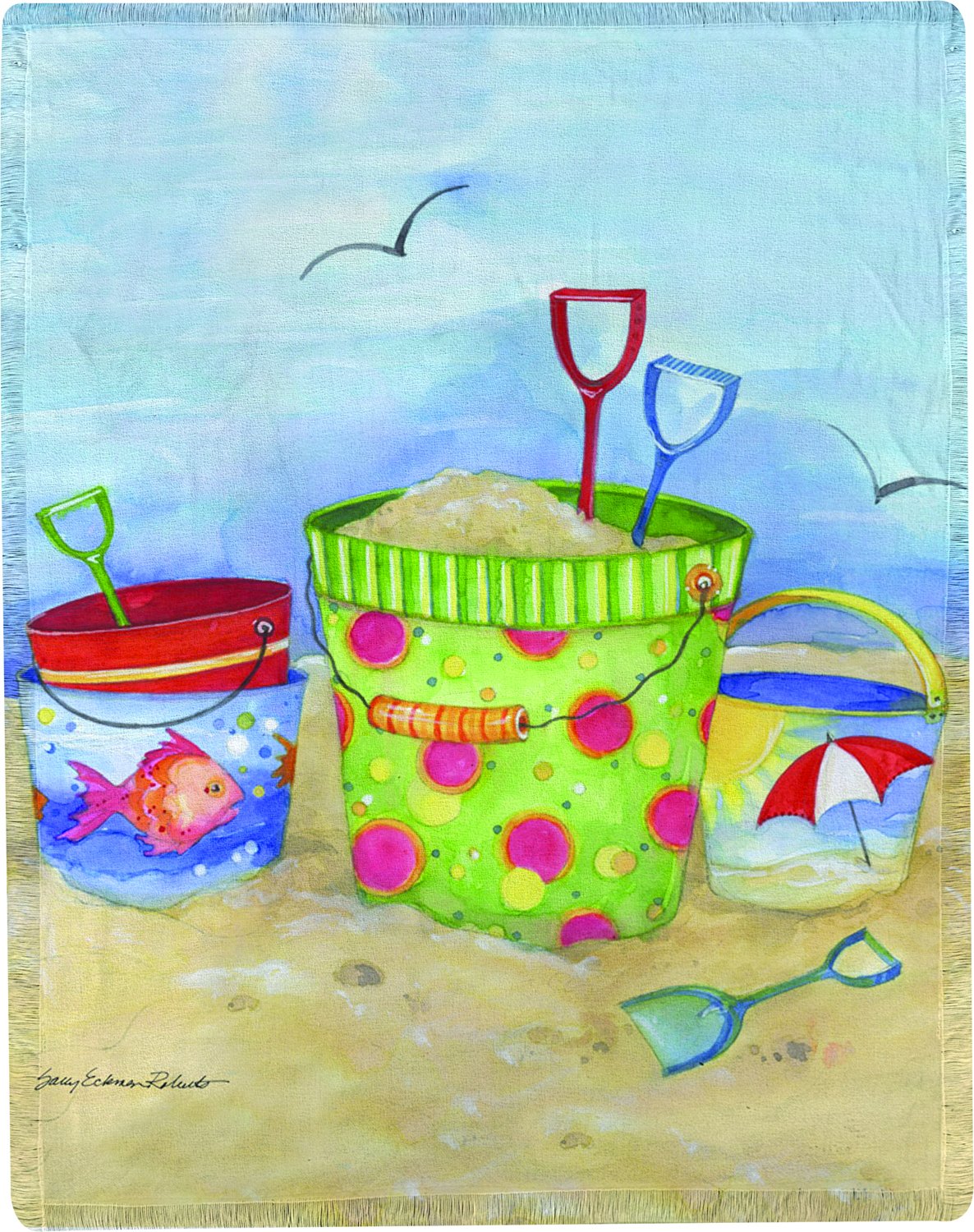 Manual Beach Fun by Sally Eckman Roberts Lightweight Throw Blanket SABFUN 50x60" Multi