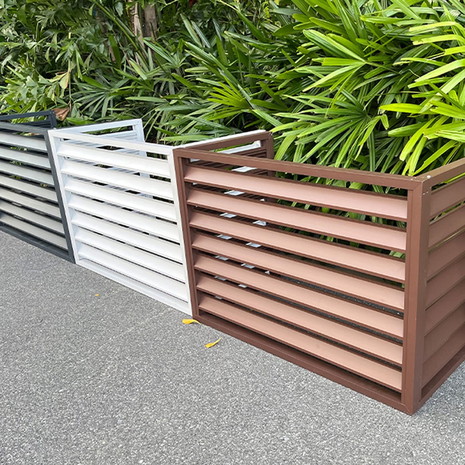 Robusta copertura in alluminio AC – Protezione antifurto per condizionatore d'aria esterna, riduzione del rumore, elegante design grigio perfetto per nascondere unità AC protezione resistente alle