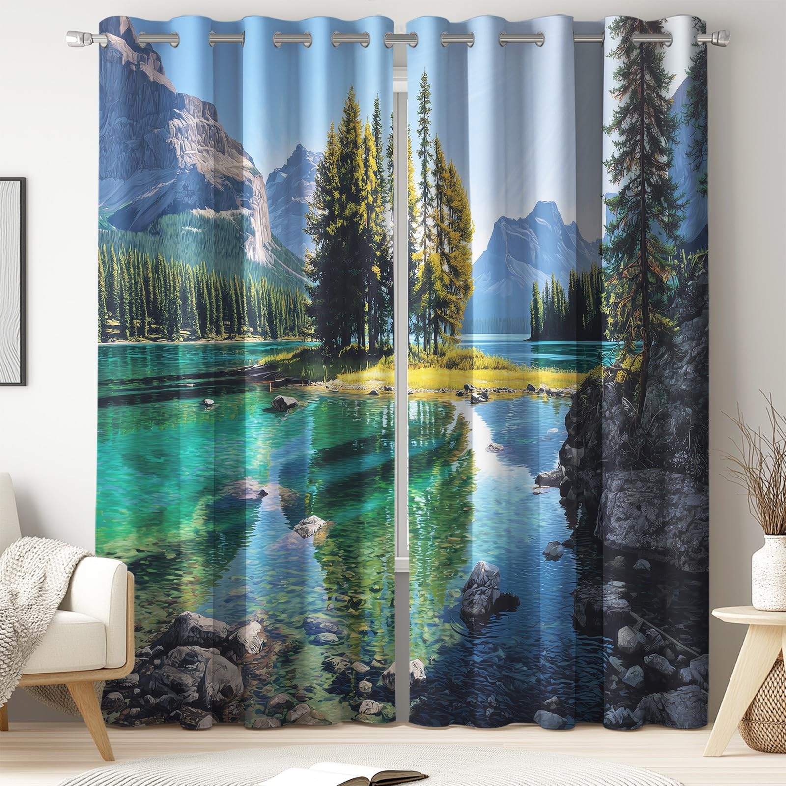 Malownicze zasłony zaciemniające do sypialni, szer. 140 x gł. 274 cm, 2