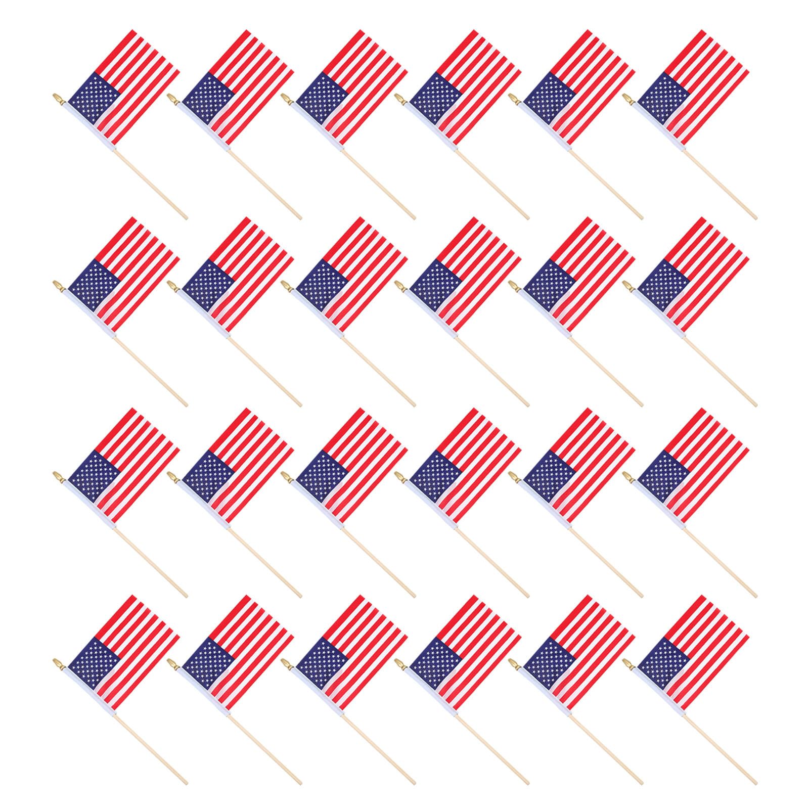 Banderas Pequeñas de Estados Unidos con Palo de Madera Evita Plásticos que se Rompen Pack 50