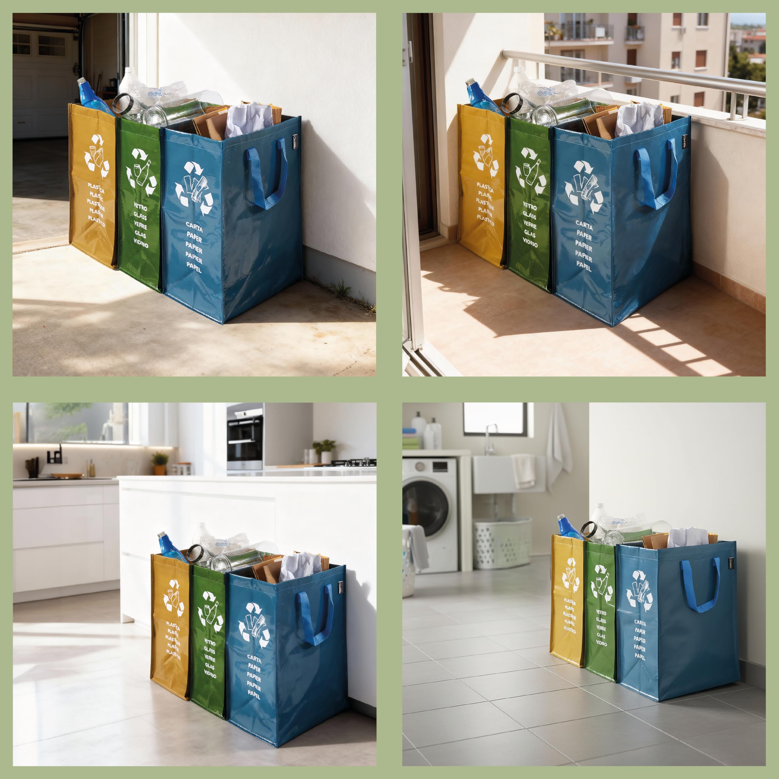 Perfetto 0468D zestaw 3 miękkich pojemników na papier, szkło, tworzywo sztuczne