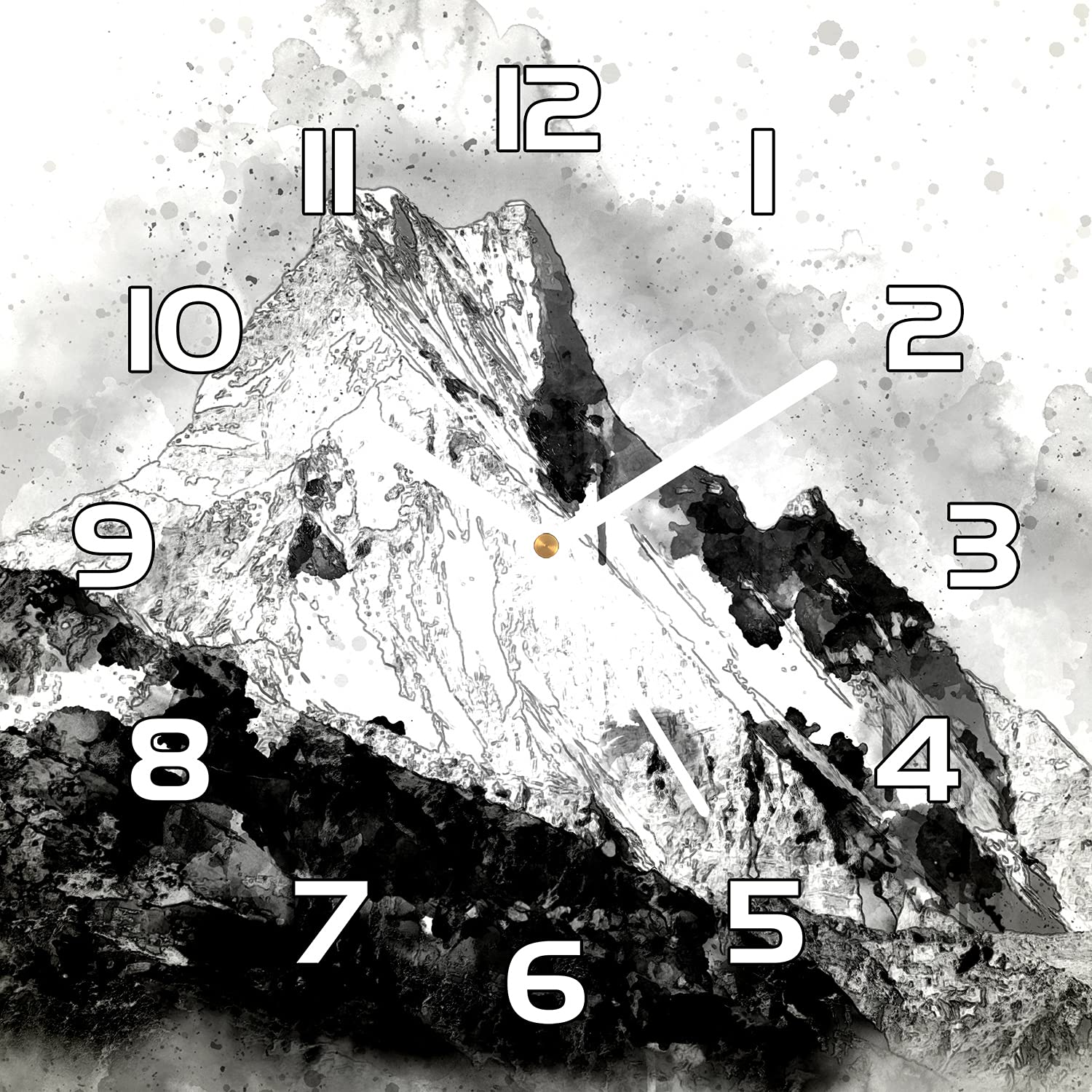 Horloge en verre murale cuisine salon 30x30 cm aiguilles blanches style moderne