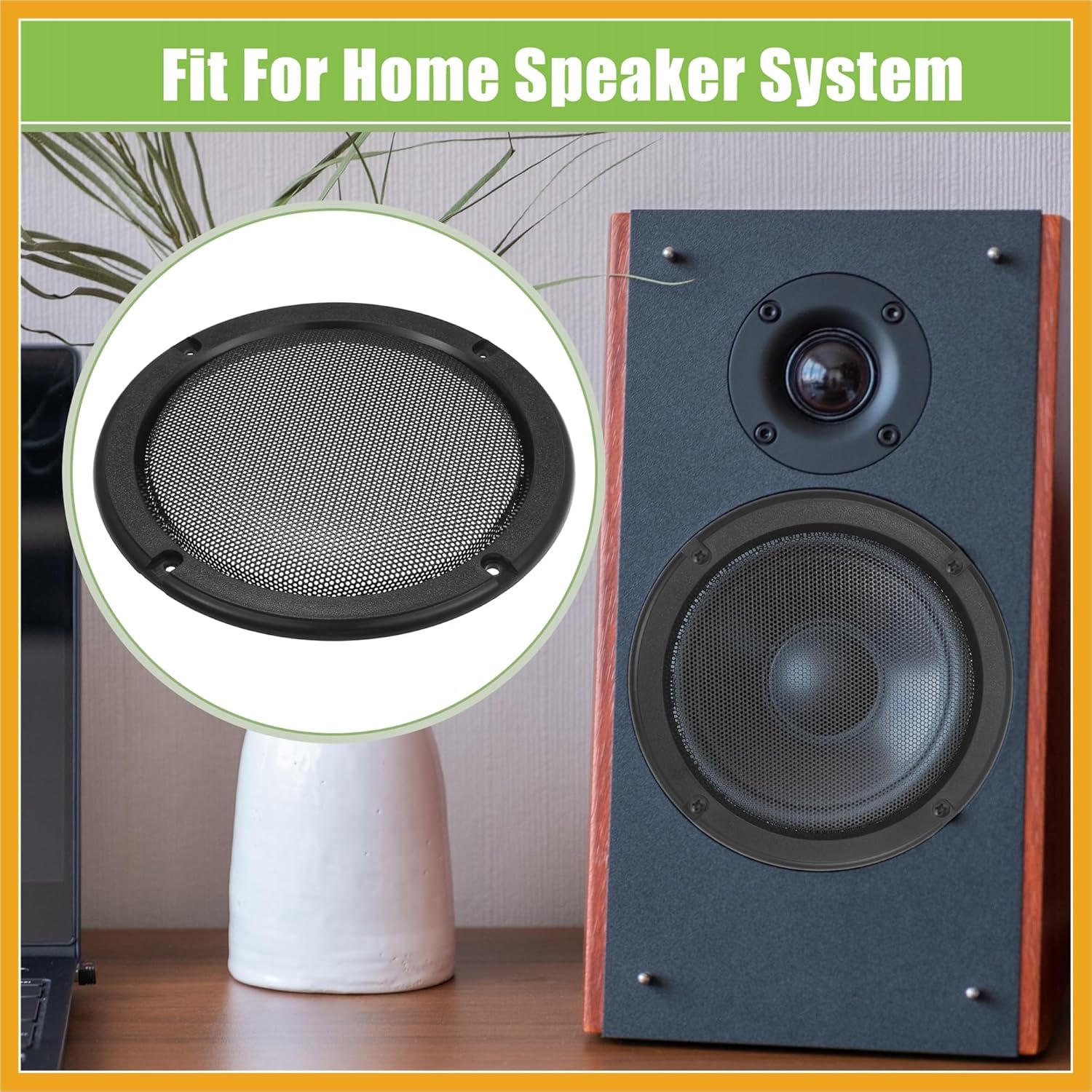 5" Car Speaker Grills Cover Mesh Round with Screws Black - 1 Pcs Replacement