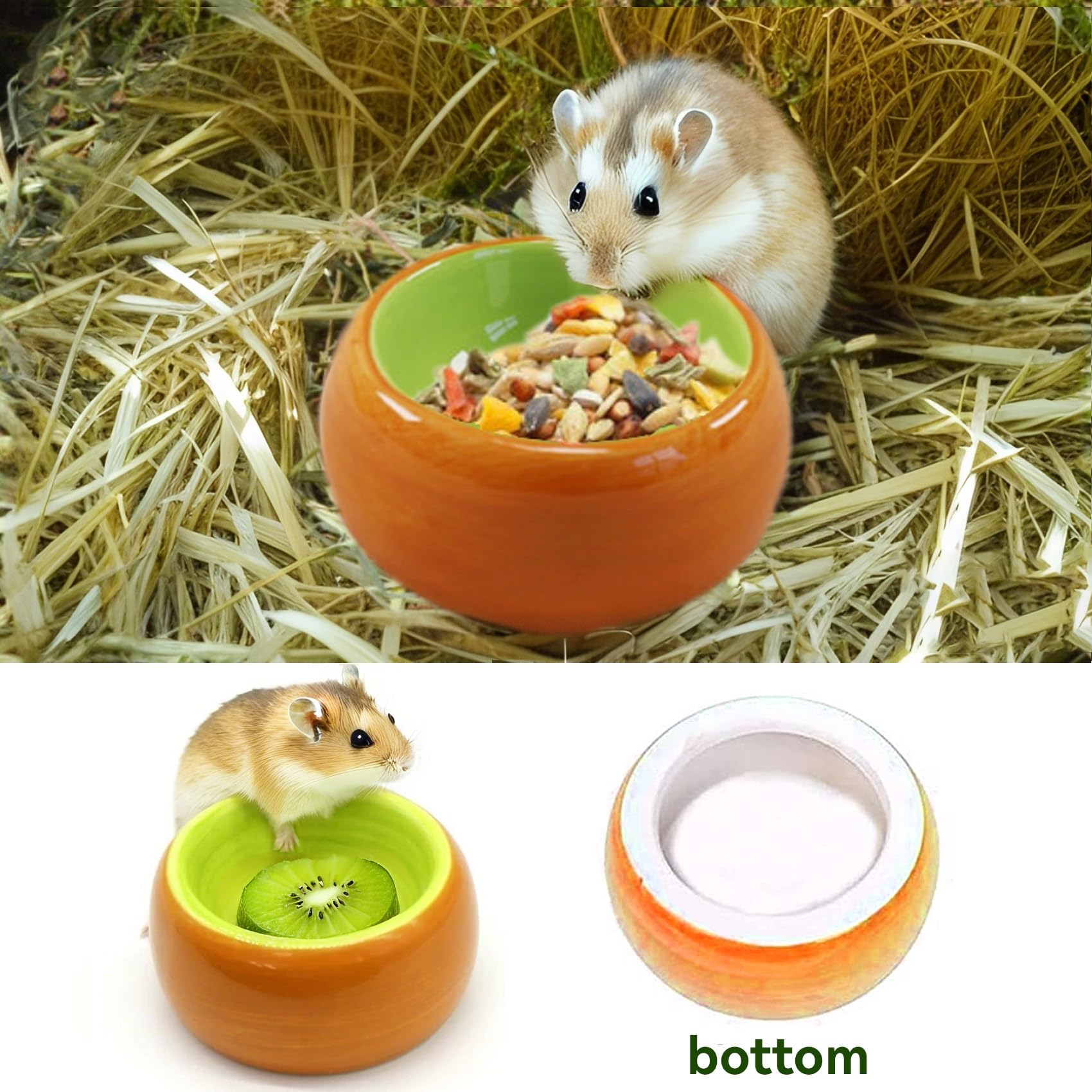 Cuenco de comida para hámster de cerámica para conejillo de indias que evita que se golpeen, salpicaduras de alimentos y masticación de pequeños animales para gerbil chinchilla y erizo (3 piezas)