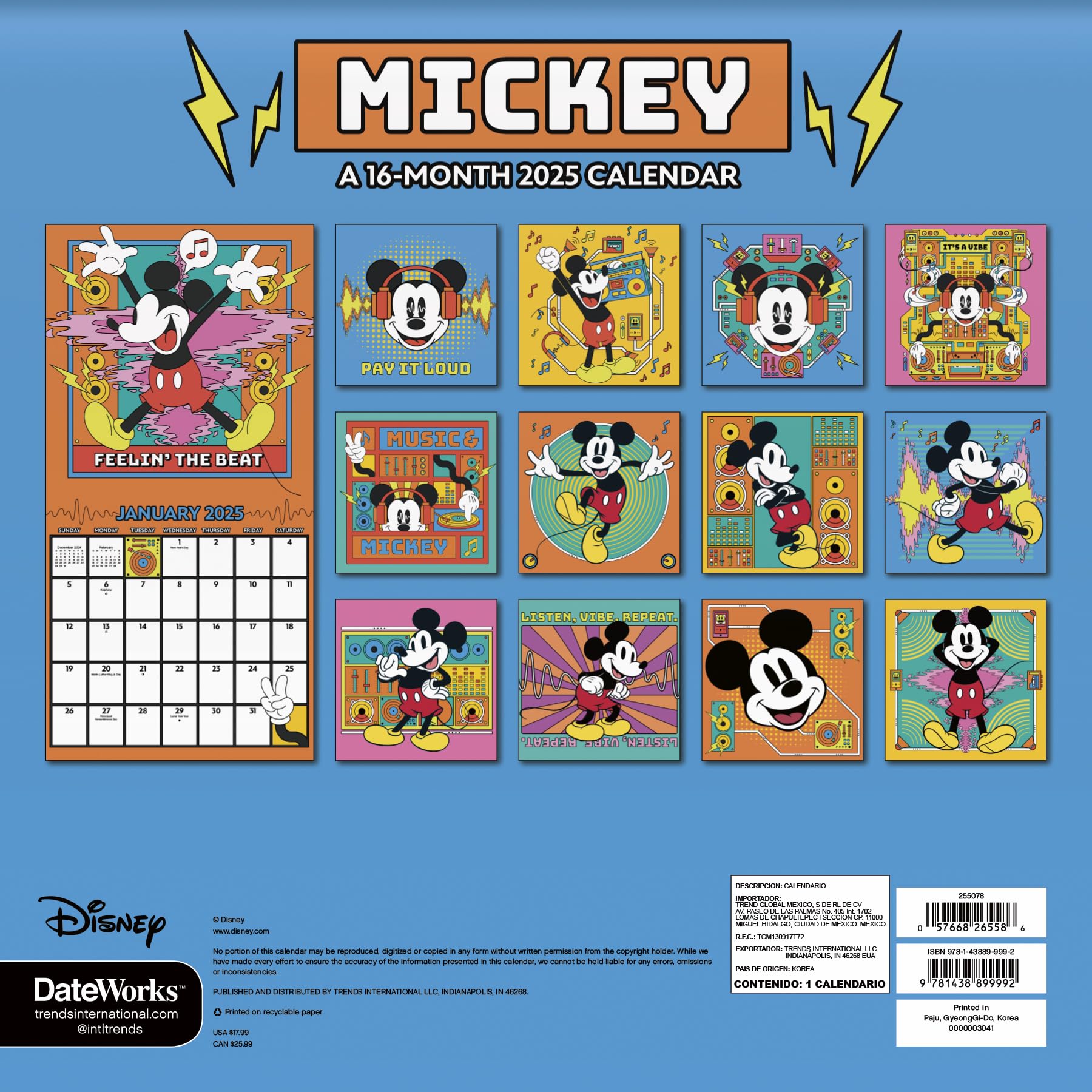 2025 Disney Mickey Mouse Wall Calendar