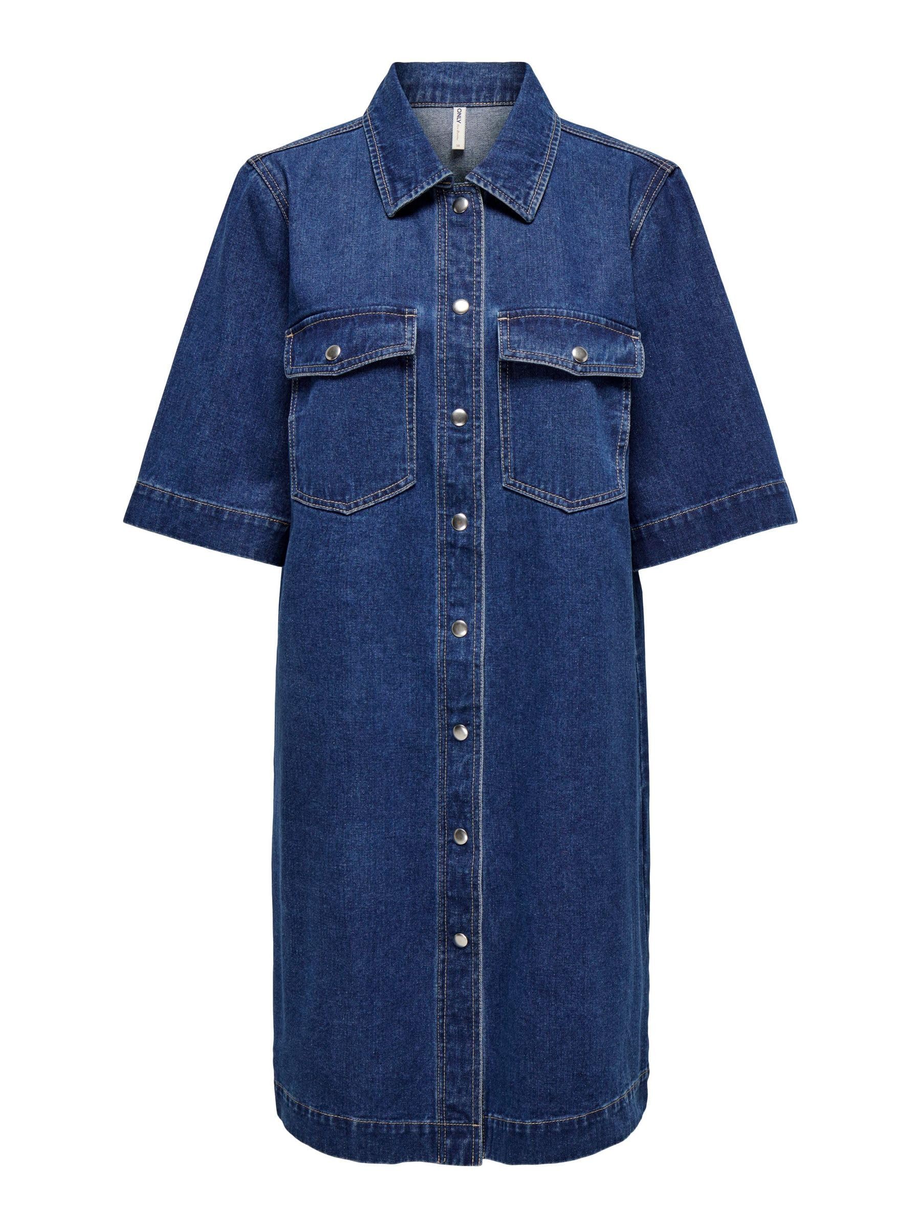 ONLY Jeanskleid Halbarm Button Dress 100% Baumwolle