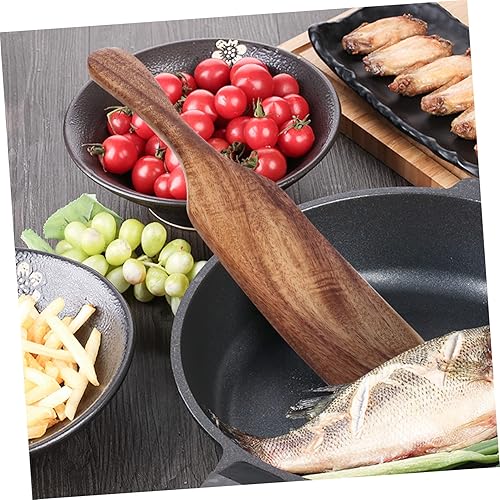 Miniatura 4 de Cabilock Cucharas de mango de ensalada de teca para servir sin suministros y para mezclar con agitación, cabezal de parrilla, herramientas de