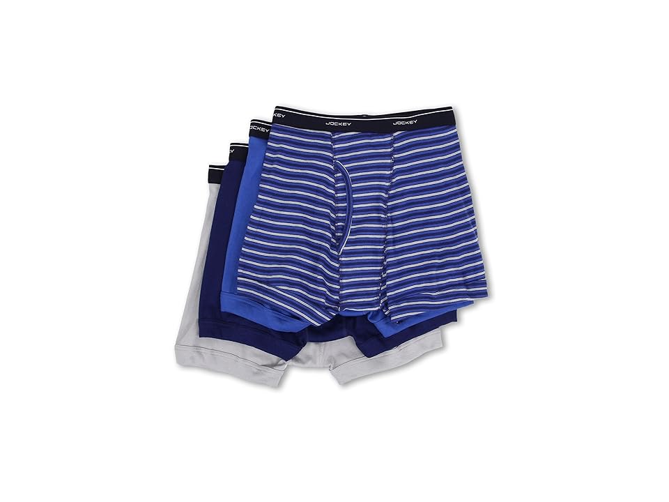 

Jockey Cotton Full-Rise Boxer Brief 4-Pack (Intense Royal/Majestic Blue/Mid Grey) Men's Underwear