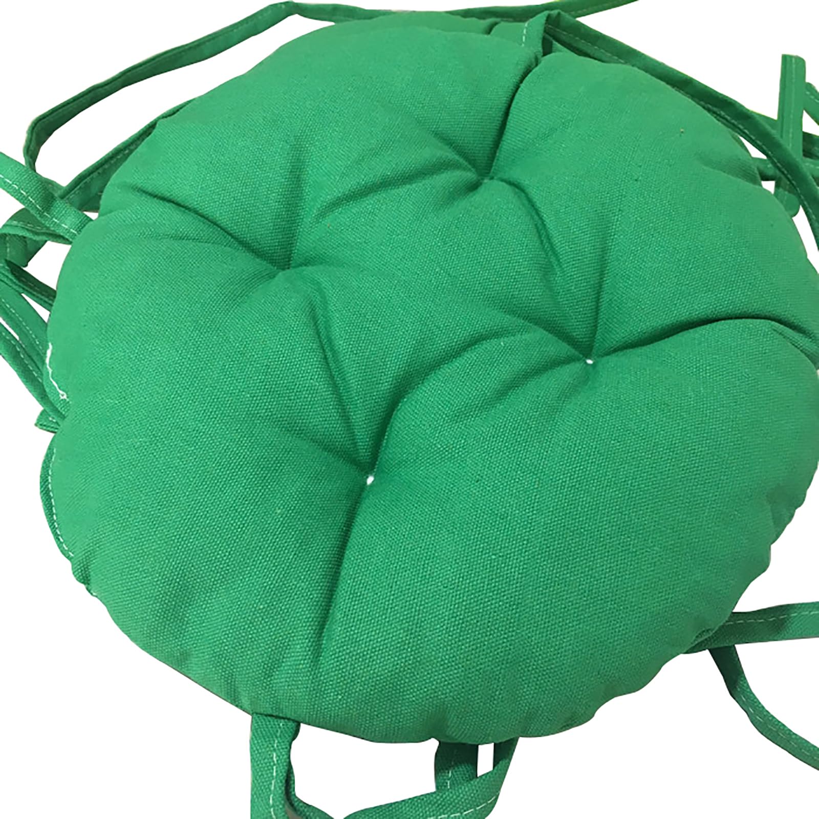 Thicken Round Stool Seat Cushion Super Soft Non Slip Chair Pads with Ties Solid Color Dining Chair Cushions (Green, Diameter:25cm(10inch)) — image 1