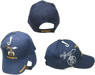 Shriner Emblem Navy Blue with Shadow Embroidered Cap Masonic Hat