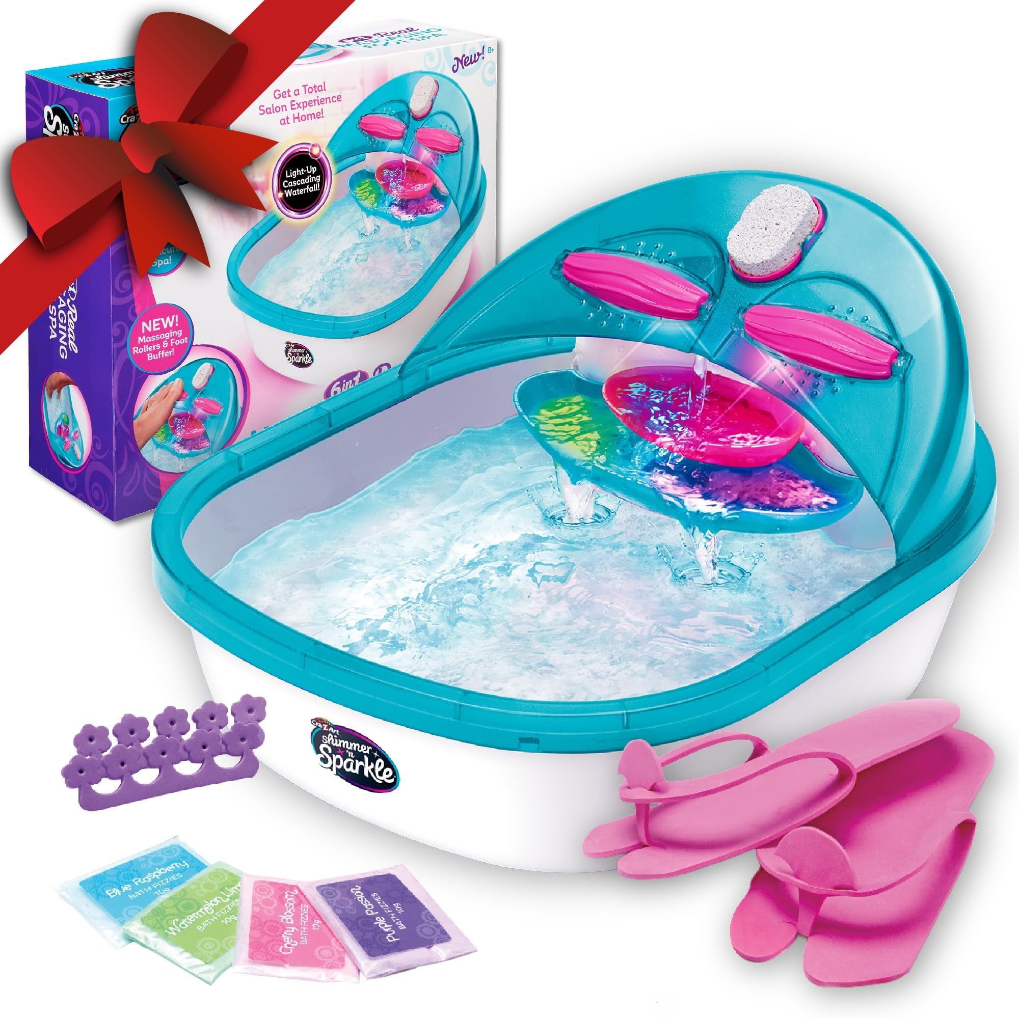 CRA-Z-ART Shimmer N Sparkle 6in1 Real Foot Massaging pedicure spa - colour-changing massaging, relaxing, cascading spa toy for kids.,Multicolor,37 x 30 cm