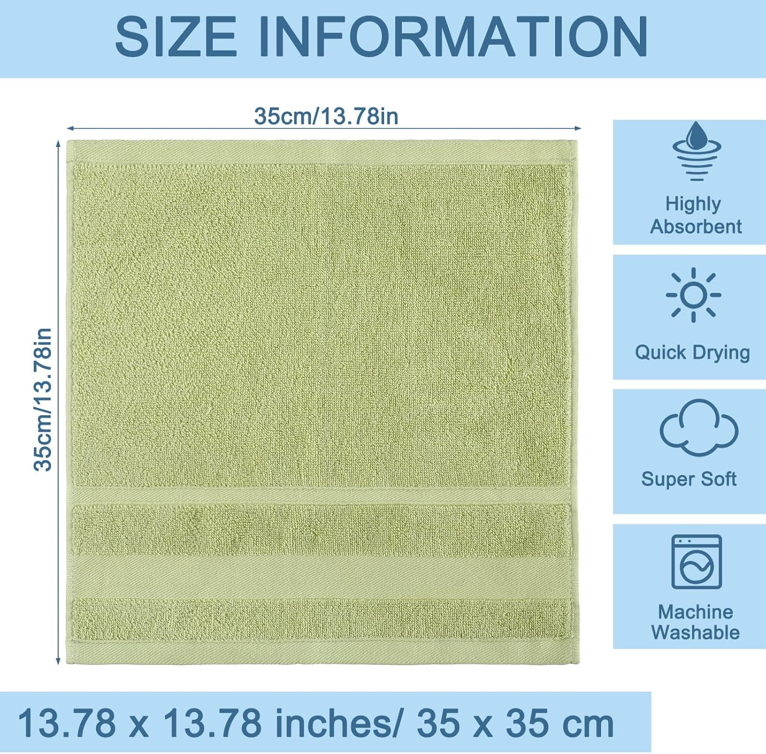 21 Pack Washcloths for Face 14" x 14" Absorbent and Soft Hand Towels Bulk Set 100% Cotton Ring Spun Hand Towels for Bathroom Gym Wash Cloths(Multicolor) - Image 4