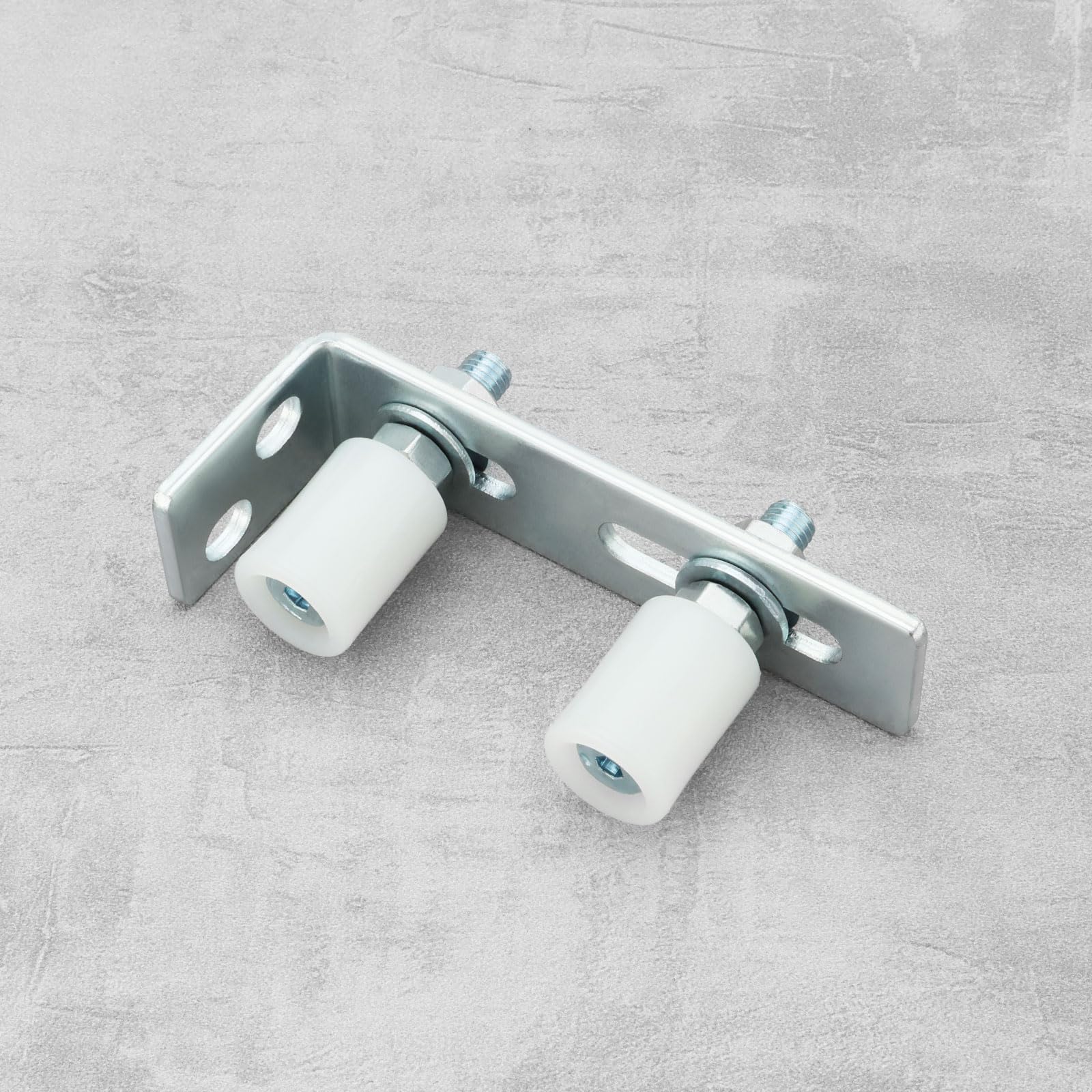 EMSea 1 lot de guides de portail, bloc de guidage pour porte de cour, cadre de roue en zinc blanc, 30 x 40 mm, rouleau pour porte coulissante, portail d'usine
