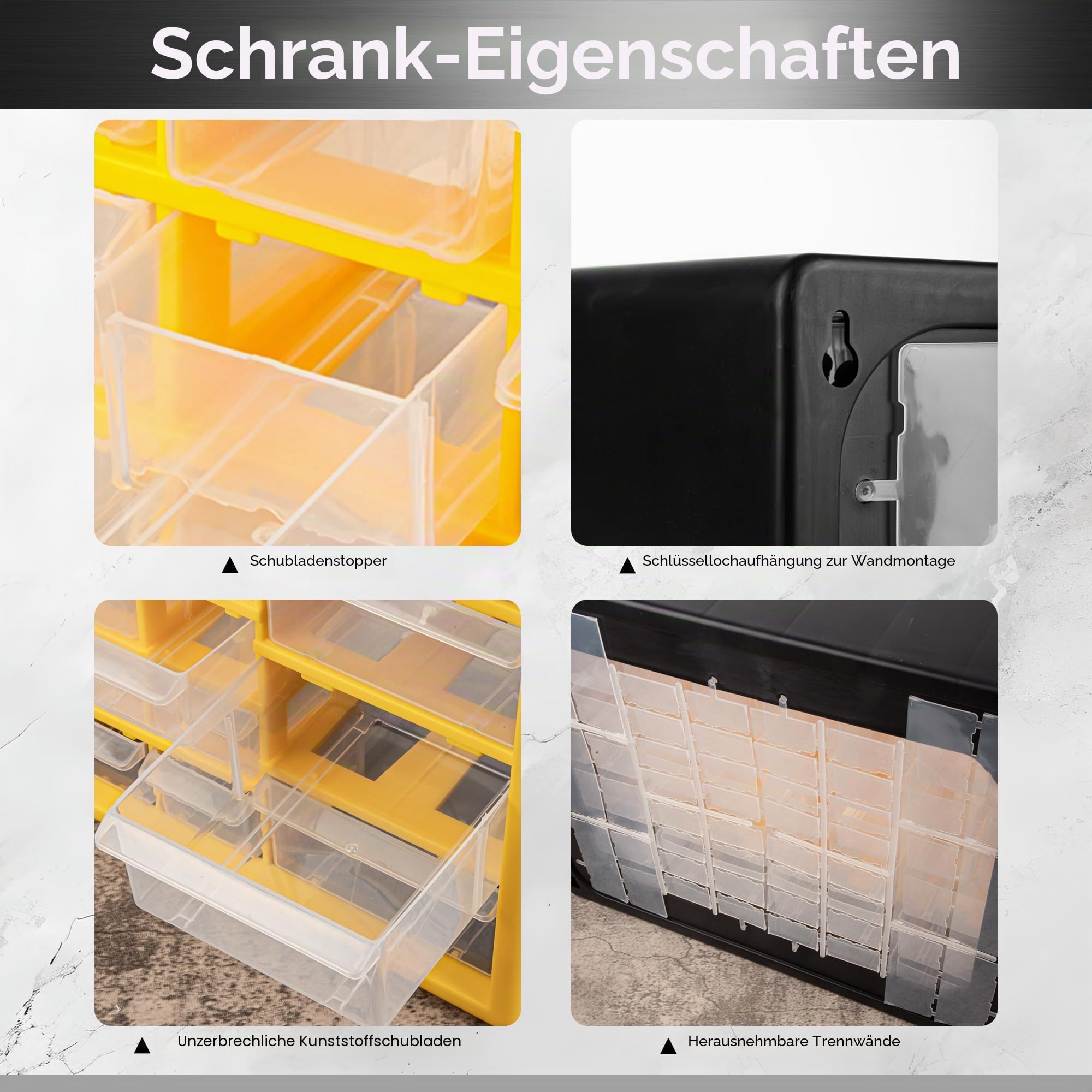 CraftGenes 44 Schubladen Schraubenaufbewahrung Organizer Schrank, Wandmontage Kleinteile Lagerung mit verstellbaren Trennwänden, Kunststoff Werkzeug Schubladeneinheit für Garage, Werkstatt & Handwerk