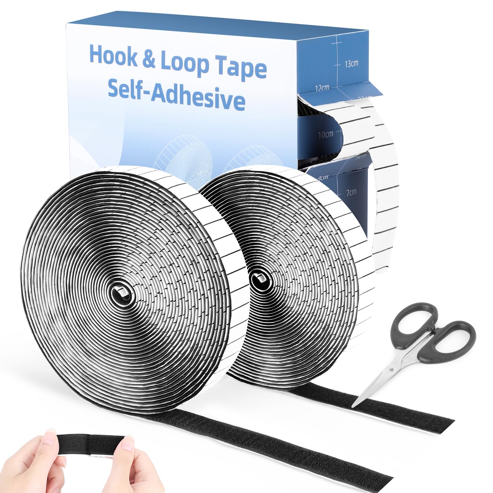 Ceecysaa 8 m x 2 cm Hook and Loop Tape Rolls,Heavy Duty Double Sided Adhesive Strips, Industrial Strength Sticky Fastener for Home,Office,School,Car and DIY Crafts,Black