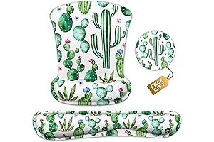 Watercolor Cactus Mouse Pad and Memory Foam Keyboard Support