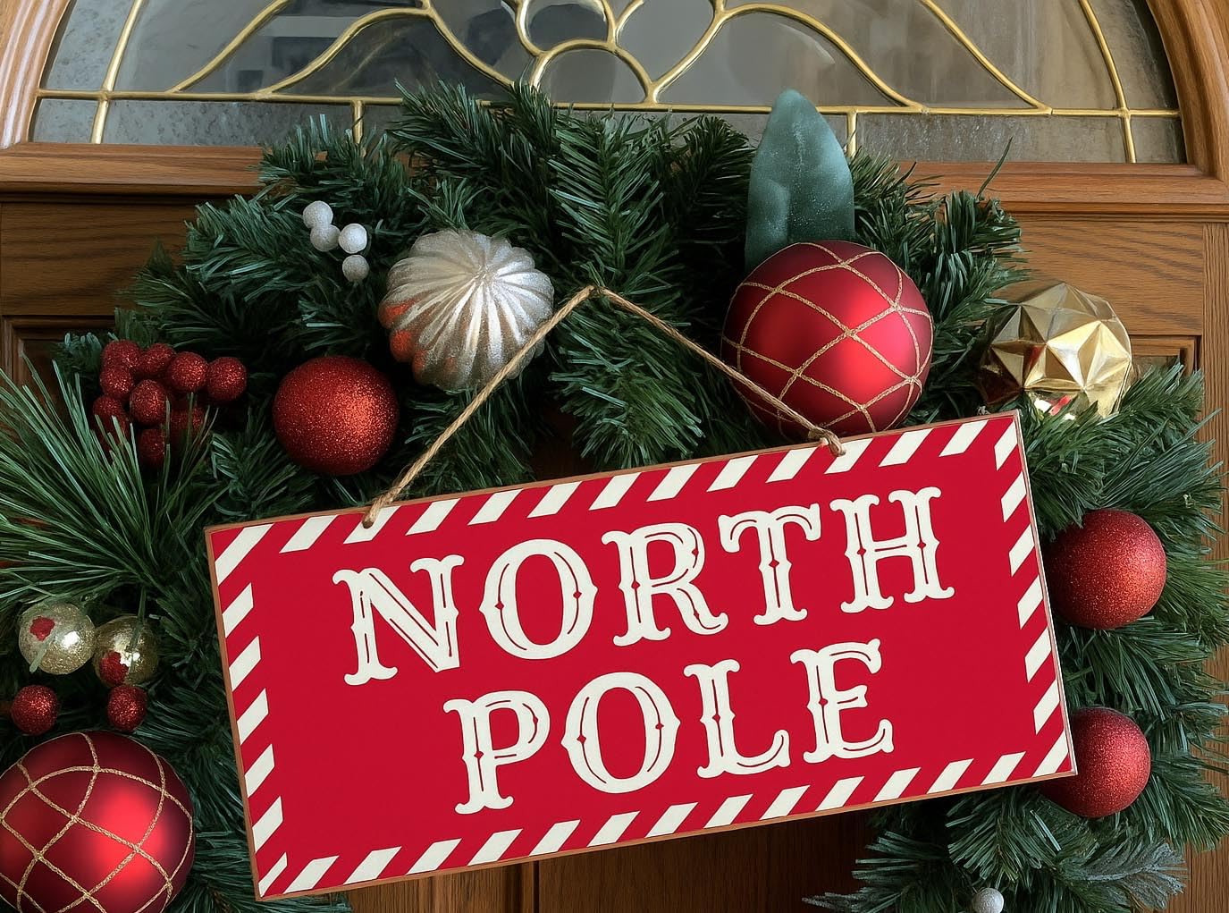 Amazon.com: Striped North Pole Christmas Sign - 12.5