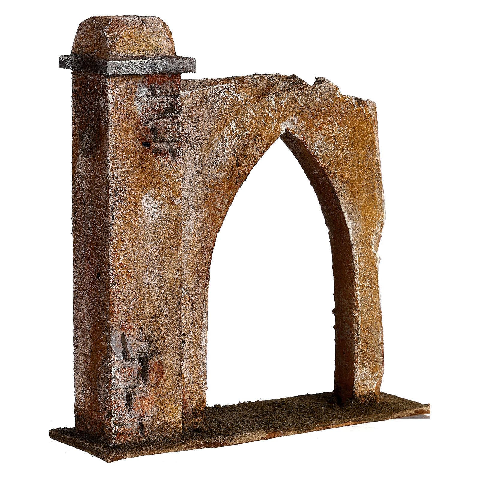 Holyart Miniatur-Verkaufsstände, Häuser und -Brunnen für Krippen: Mauer mit Bogen und Säule 20x20x6cm arabischen Stil für Krippe