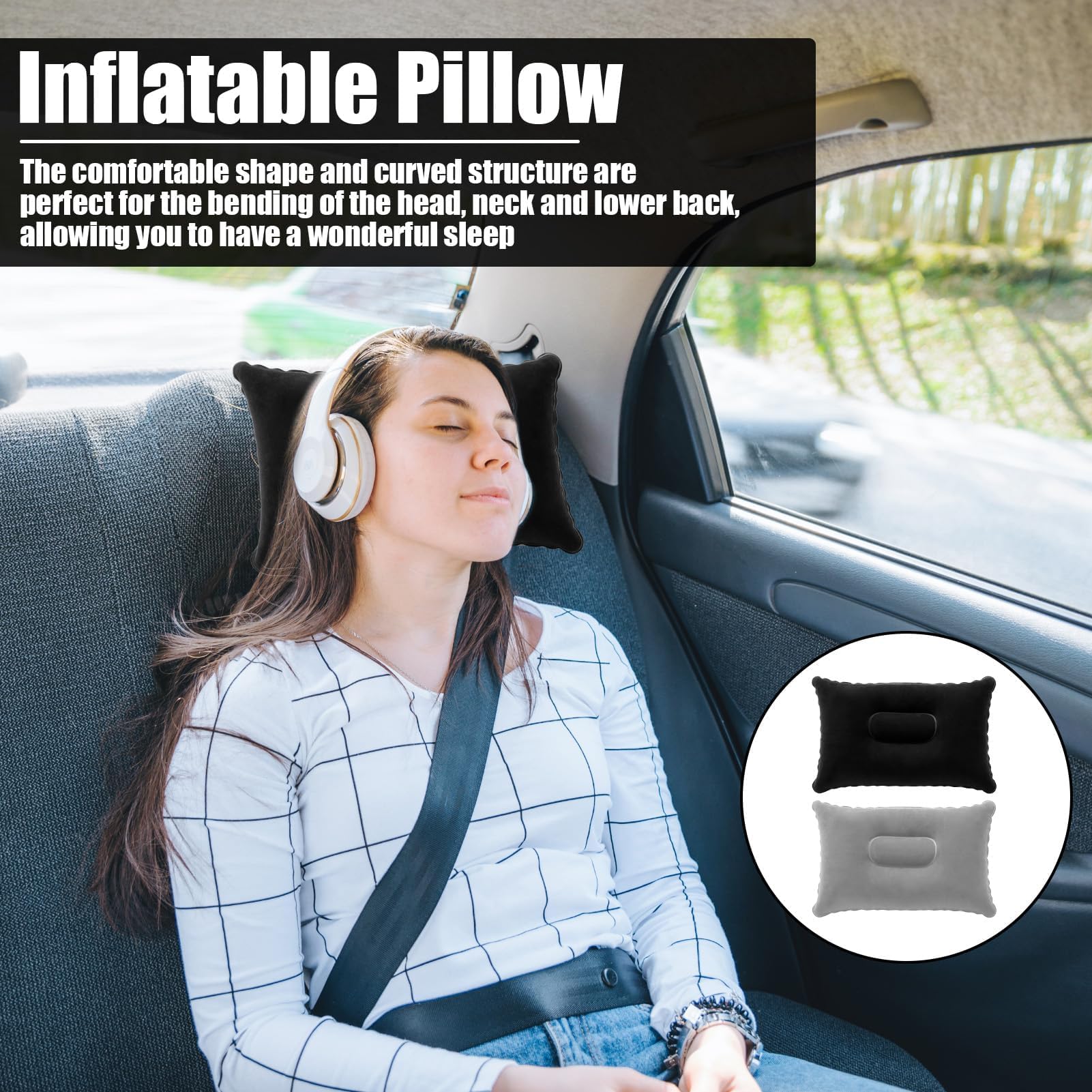 Hemlosk Almohada Playa Camping Hinchable2X Cojín Inflable para Camping, Almohadas de Camping Hinchables Almohada de Viaje Ultraligera Almohada de Playa, Viajar Acampar al Aire Libre Pescar, 34x22 cm