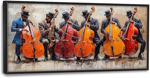 Arte de pared grande de violonchelo musical, imágenes de interpretación de músicos, decoración de pared, lienzo musical, pintura de impresión