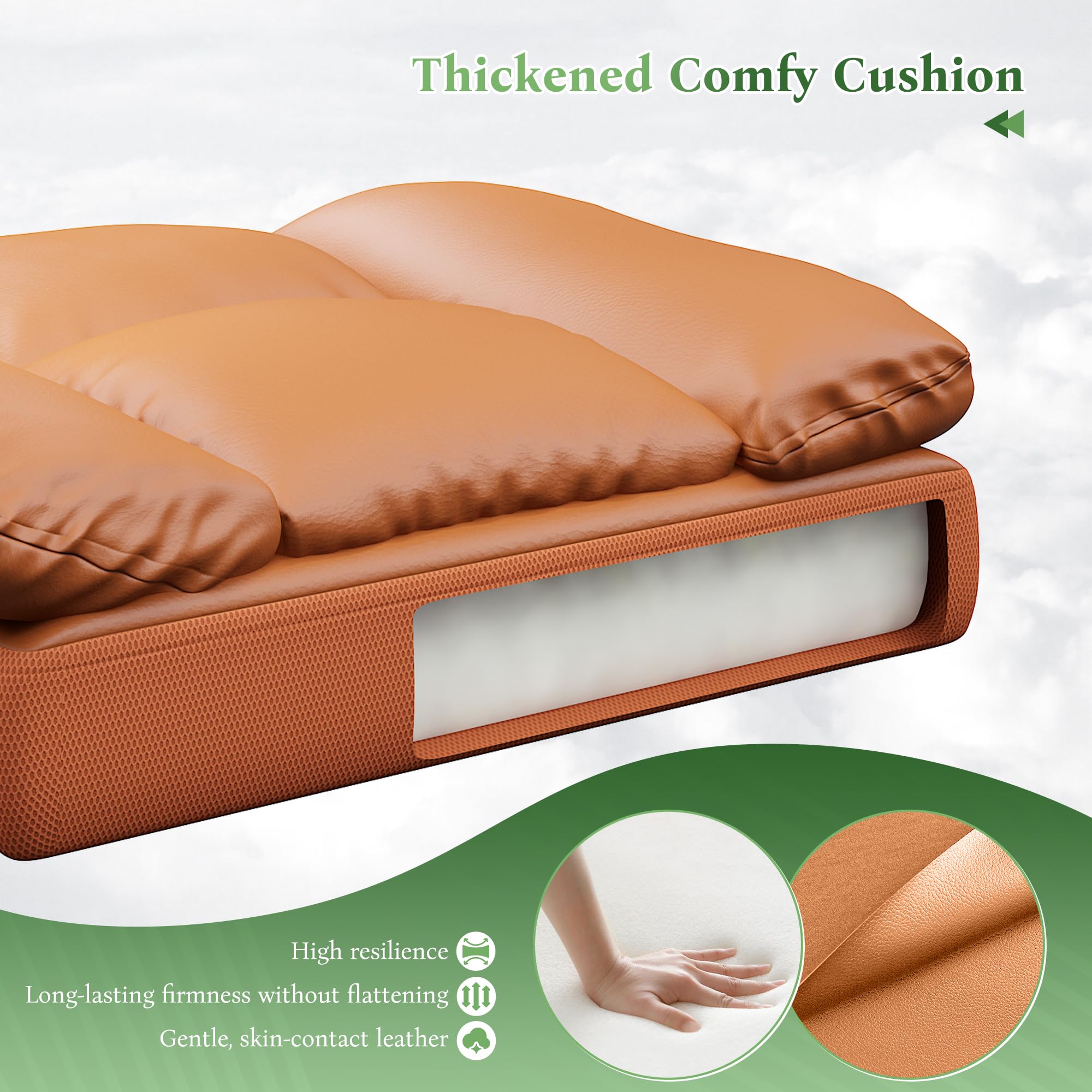 Office Chair with High Back,28.7" Deep Seat,Big and Tall Executive Leather Office Chair with Foot Rest & Arms,Wide Reclining Desk Chair Ergonomic with Lumbar Support for Home Office,Brown