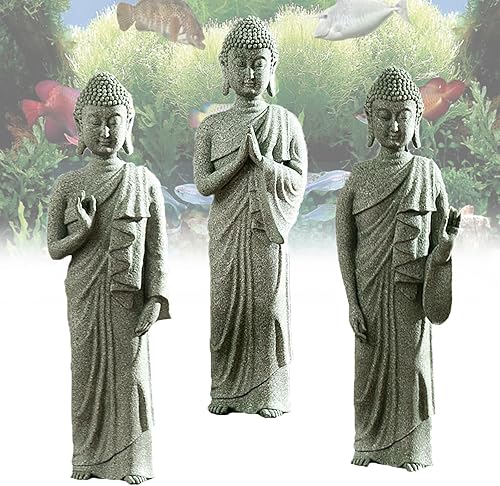 Estatua de Buda para acuario, estatua de Buda de pecera, decoraciones de estatua de Buda de piedra arenisca natural, esculturas de Buda para pecera,