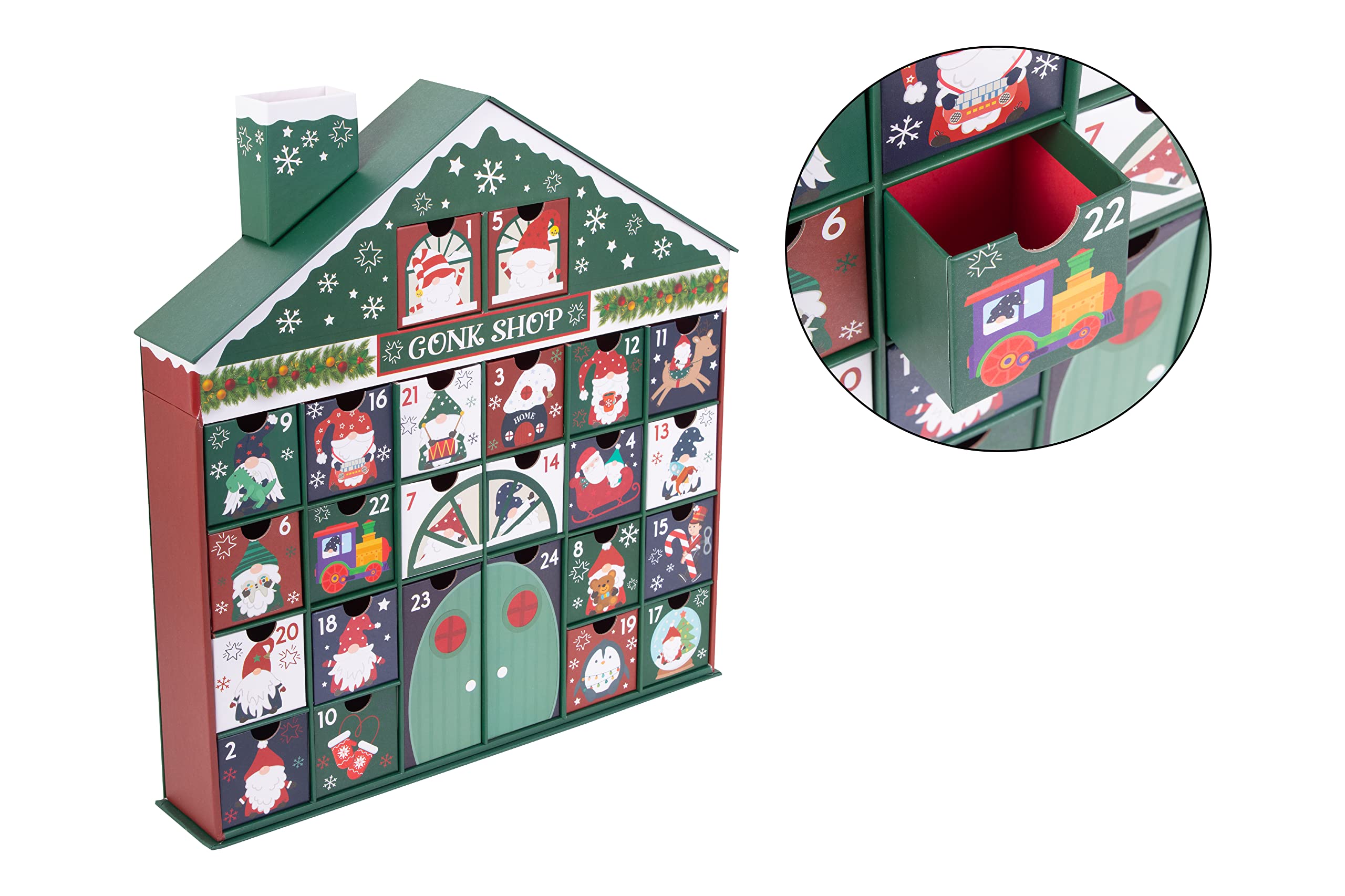 International Christmas Gonk Advent Calendar 3D Pull Out Xmas Advent Fill Your Own Countdown (709093)