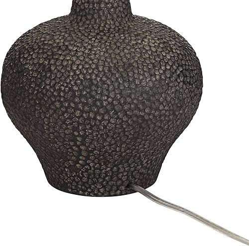 Miniatura 7 de Possini Euro Design Lukas - Lámpara de mesa moderna de mediados de siglo de 27 pulgadas de alto, patrón de guijarros color negro, tela blanca crema,